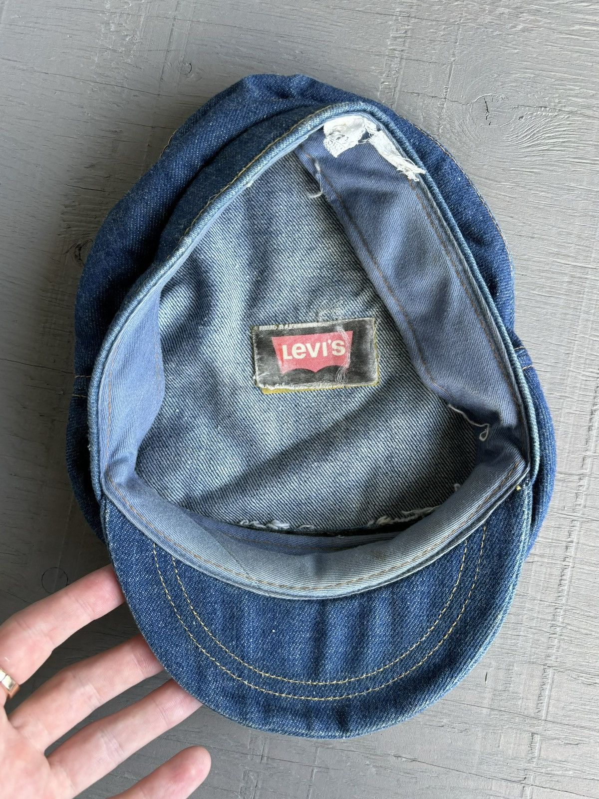 Levi's Vintage Levi's Orange Tab Hat 1970s Denim Newsboy Flatcap 70 Size ONE SIZE - 4 Thumbnail