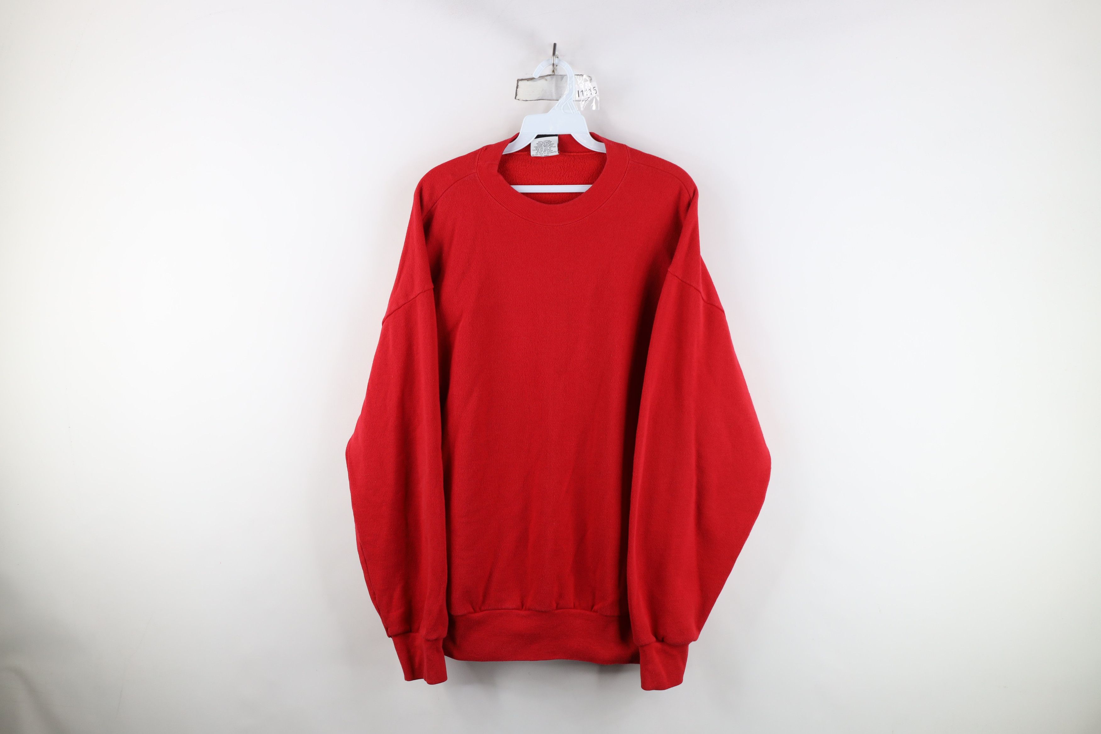 Vintage Vintage 90s Streetwear Blank Crewneck Sweatshirt Red USA Size US XL / EU 56 / 4 - 1 Thumbnail