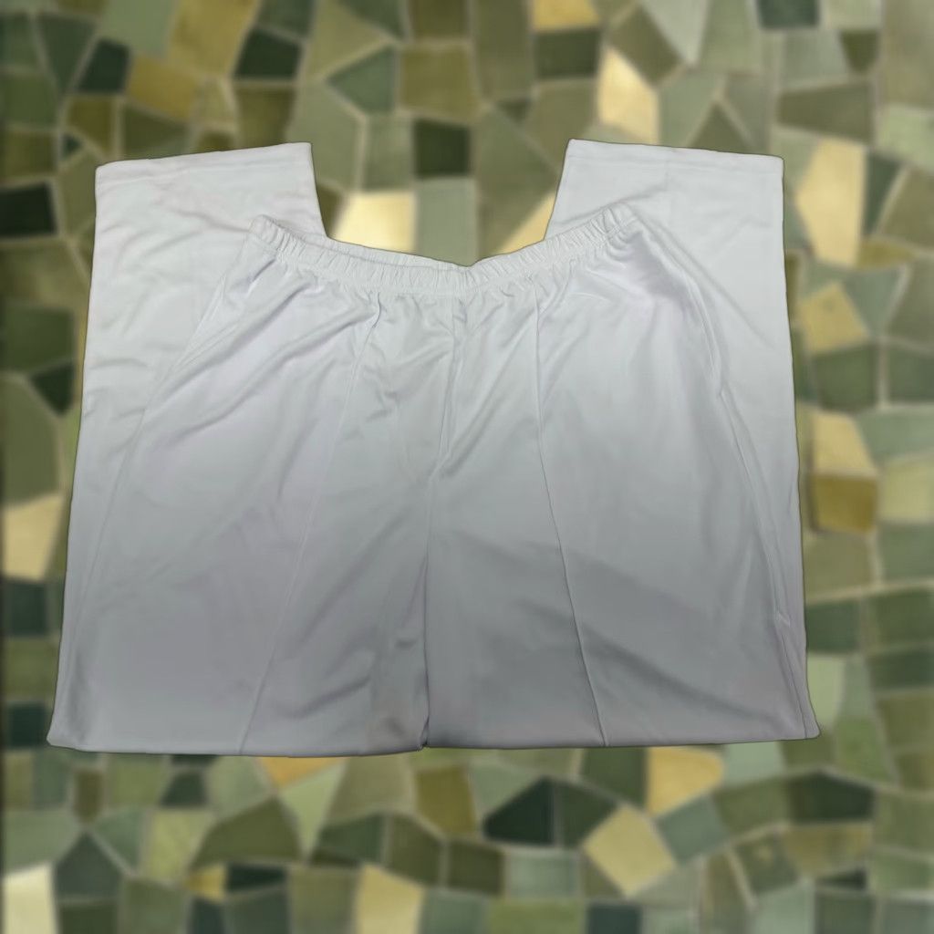Vintage Anthony Richards Women's Pants Size 18 White Elastic Waist Knit OPP Pant Adult Plus Regular Straight 28 Inseam City Size 40" / US 18 - 1 Thumbnail