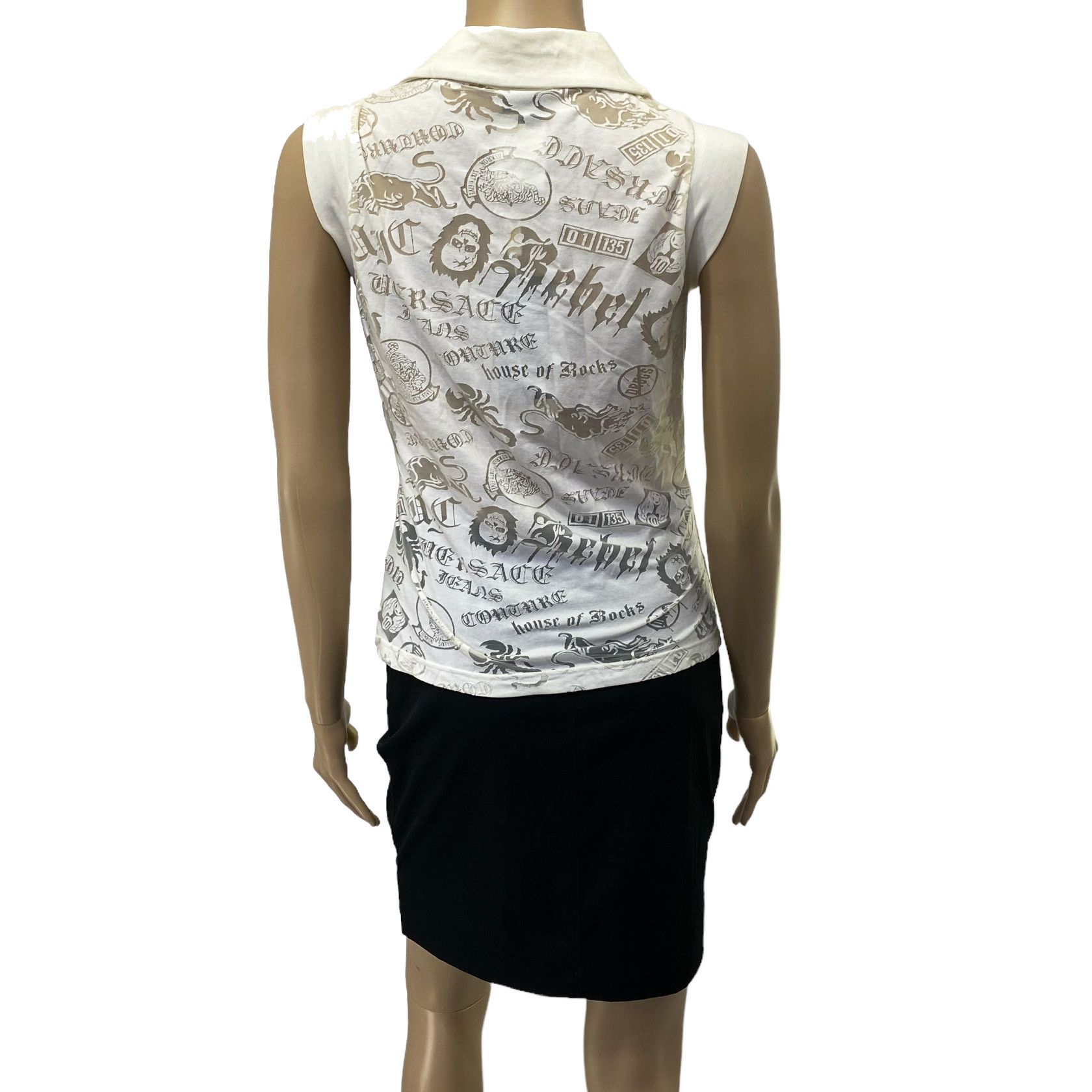 Versace Jeans Couture × Vintage Vintage White House Of Rock Tattoo Prints Button Up Top Size L / US 10 / IT 46 - 4 Thumbnail