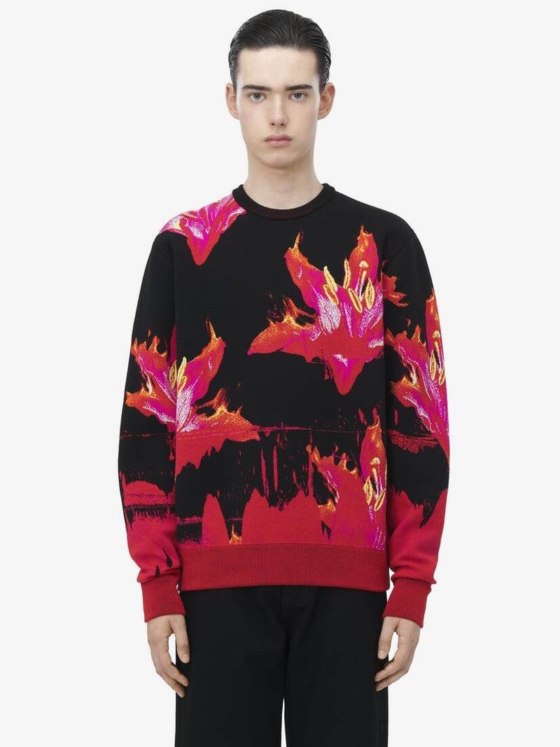 Alexander McQueen o1srvl11e0226 Fire Flower Jacquard Sweater In Multicolor Size US S / EU 44-46 / 1 - 1 Thumbnail