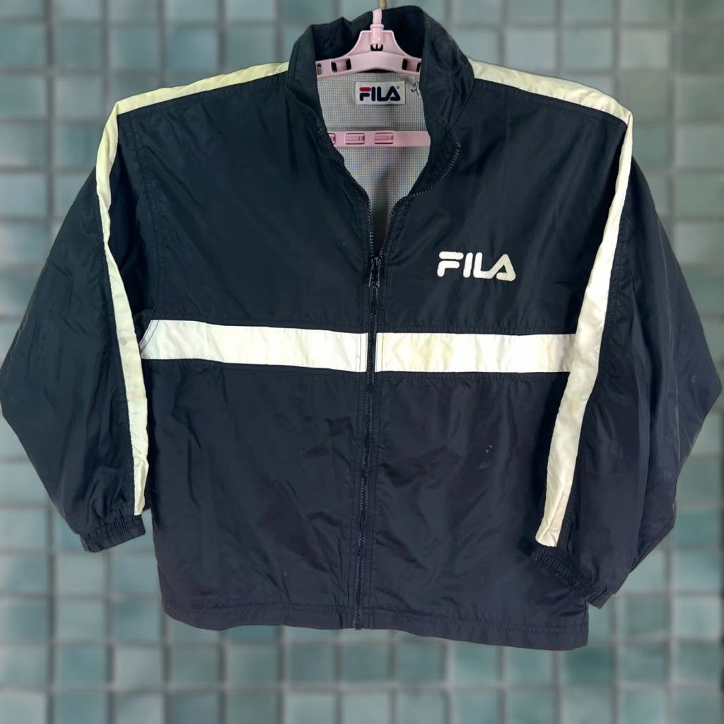 Fila VTG FILA Windbreaker Jacket Full Zip Warm-up Rain Mens Size L Black/White Lined Size US L / EU 52-54 / 3 - 1 Thumbnail