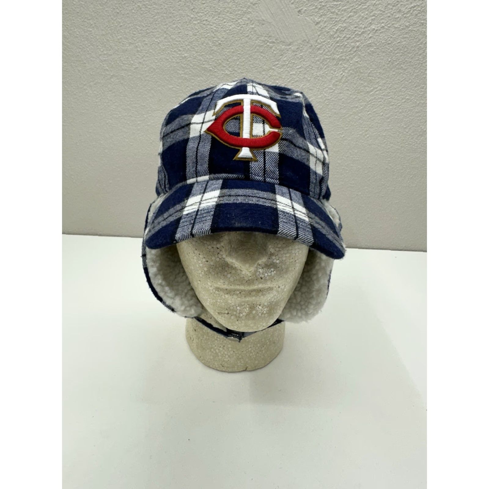 Twins Melonwear Trapper Hat Minnesota Twins MLB Pepsi Blue Plaid Lined Winter Cap Men One Size Blue Winter Cap Size ONE SIZE - 2 Thumbnail