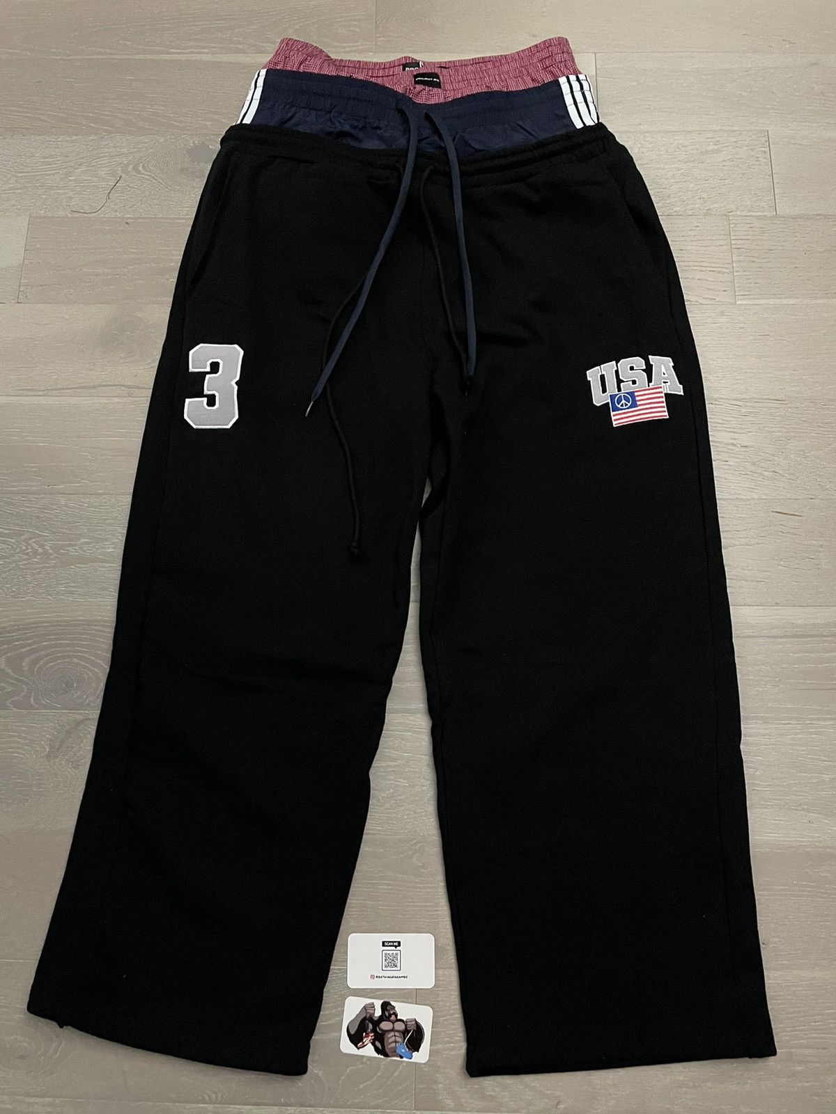 PROJECT G/R Project G/R 3 Layered USA Sweatpants Black | Grailed