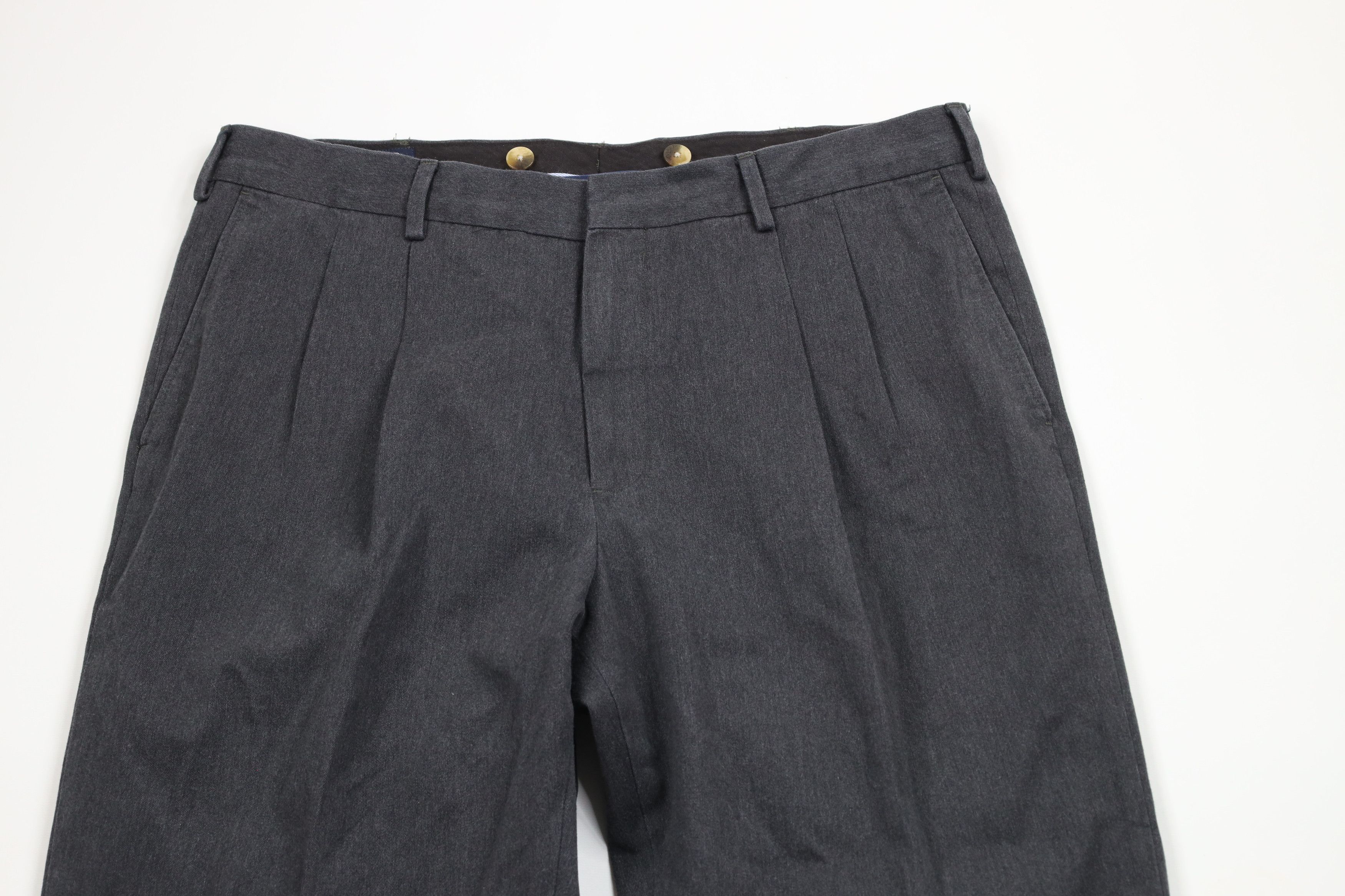 Lands' End × Vintage Vintage 90s Lands End Cotton Pleated Cuffed Wide Leg Pants Size US 38 / EU 54 - 2 Thumbnail
