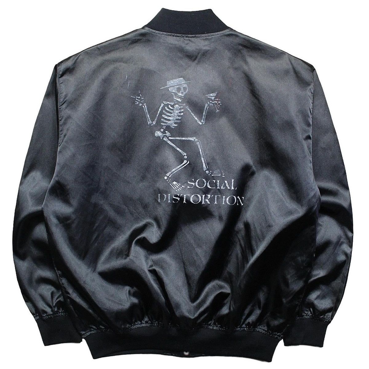 image of Rock Band x Vintage Social Distortion Satin Jacket in Black, Men's (Size Large)
