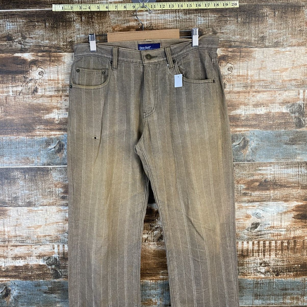 Japanese Brand DL Bee Bell Beige stripe cargo Casual Pants #C975 Size US 30 / EU 46 - 2 Thumbnail