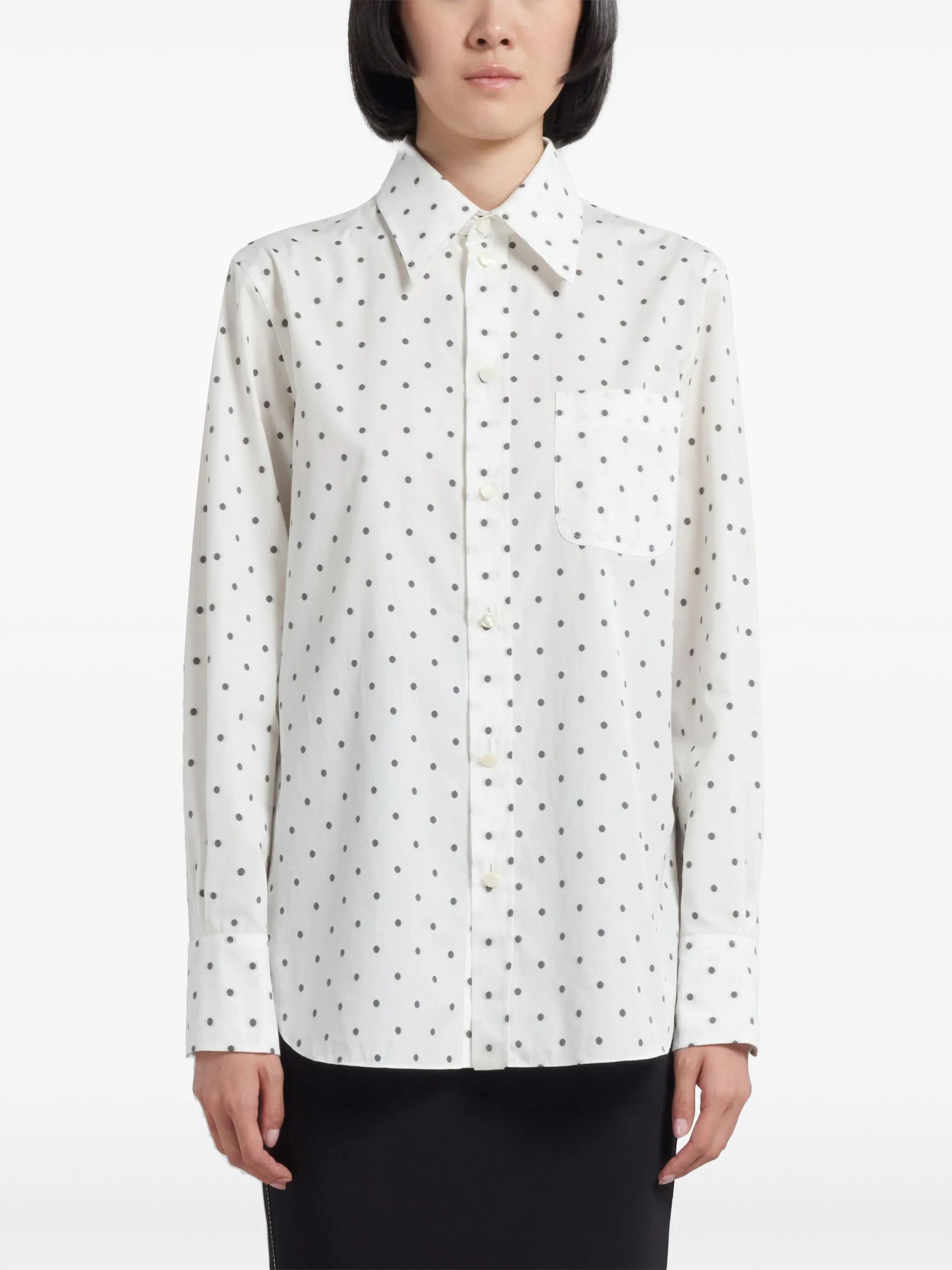 Marni o1w1db10824 Polka Dots Shirt in White Size S / US 4 / IT 40 - 2 Thumbnail