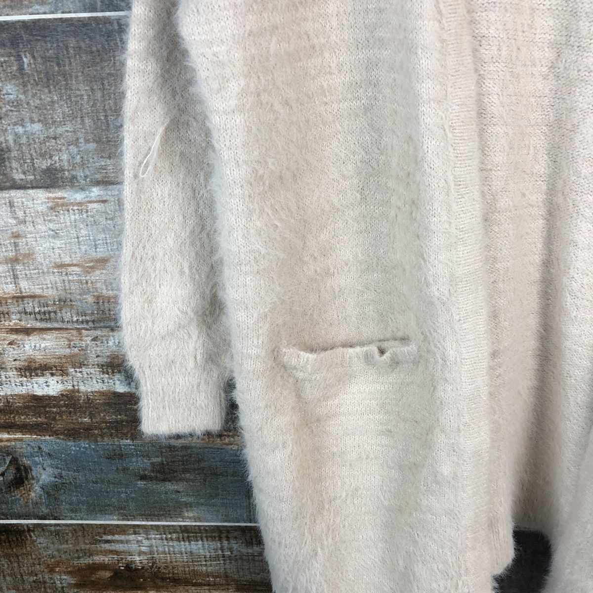 Aran Isles Knitwear Ingni Brown Cardigan mohair fur shaggy Knitwear #A1320 Size M / US 6-8 / IT 42-44 - 7 Thumbnail