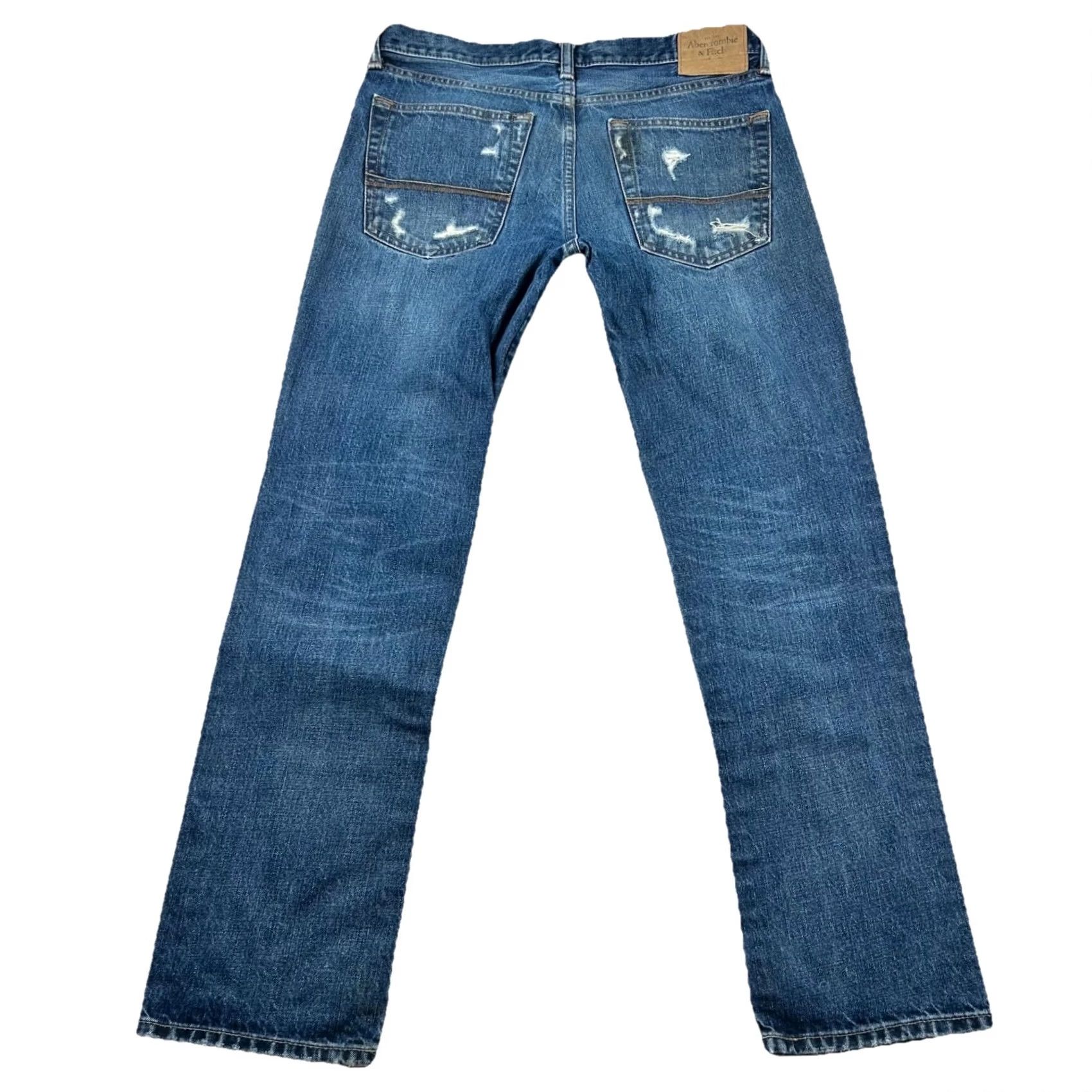 Abercrombie & Fitch VINTAGE Abercrombie & Fitch Jeans Mens 32x30 Slim Straight Button Fly Distressed Denim 5-Pocket Blue Cotton 100% Regular Mens Size US 32 / EU 48 - 2 Thumbnail