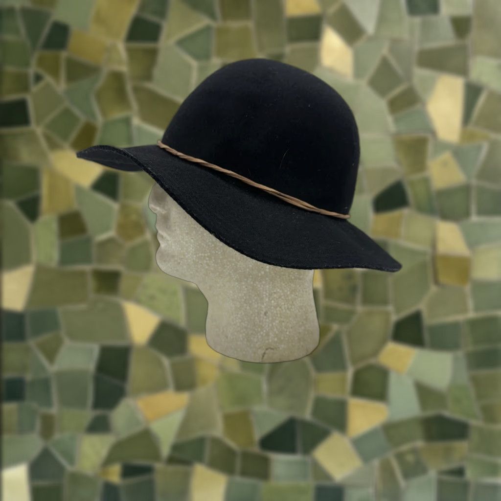 Vintage Madden Girl Hat Women Black Wool Floppy Brim One Size - Wide Brim Felt Winter Size ONE SIZE - 1 Thumbnail