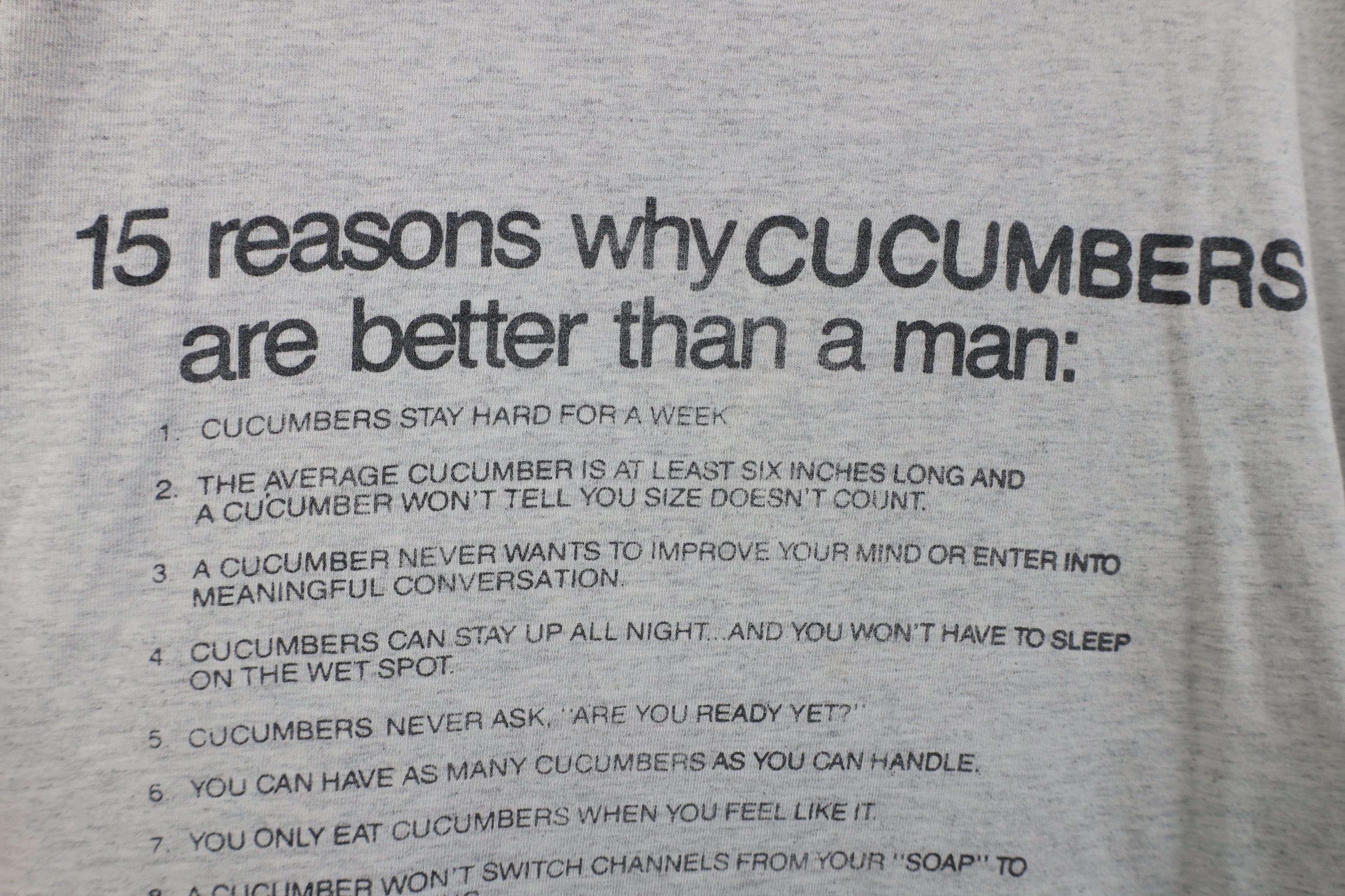 Vintage Vintage 90s Reasons Cucumbers Better Than A Man T-Shirt Gray Size XL / US 12-14 / IT 48-50 - 5 Thumbnail
