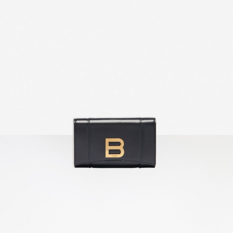 Balenciaga o1la1rc1a0226 Size: OS / Hourglass Medium Wallet In Black Size ONE SIZE - 1 Thumbnail
