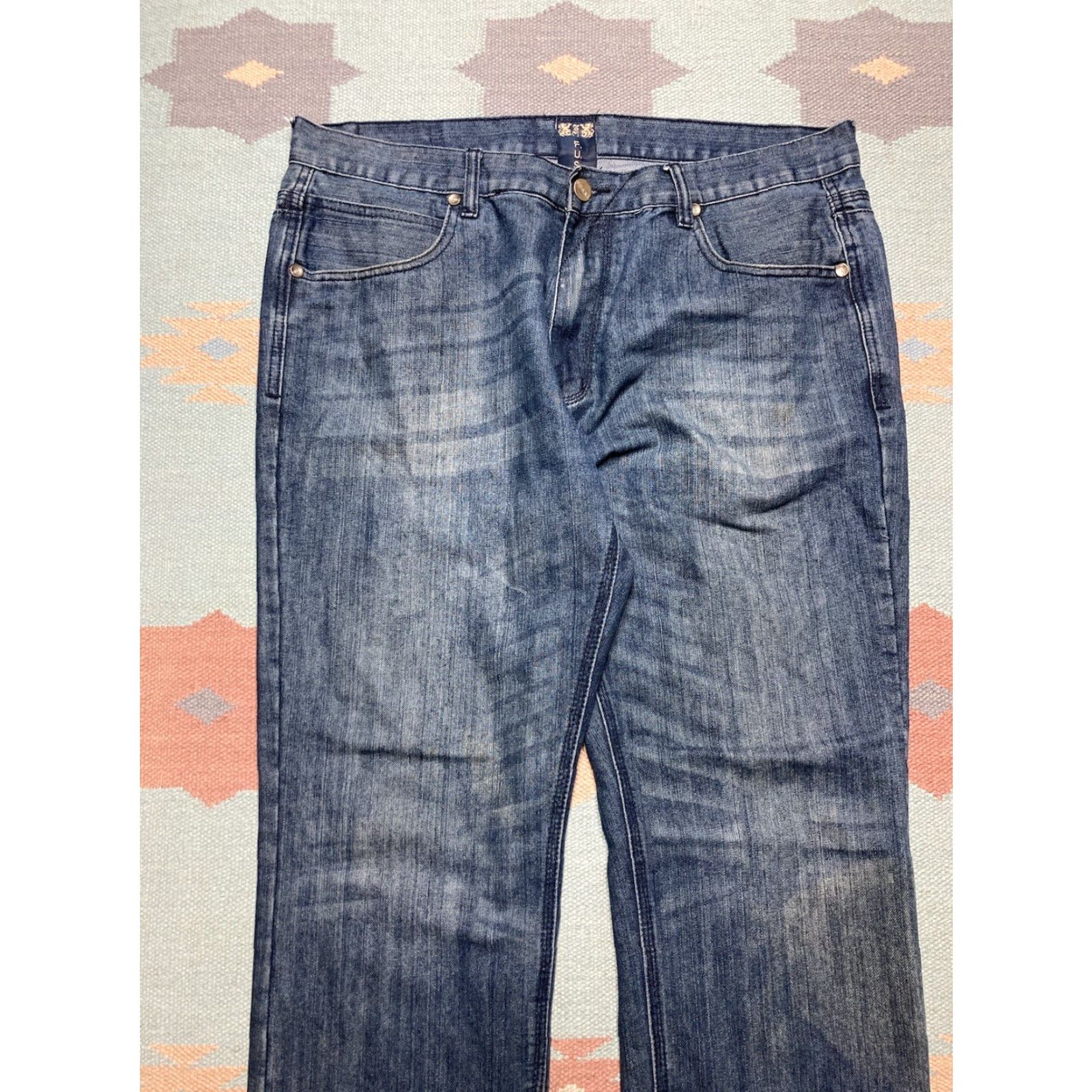 Vintage VINTAGE Jeans Men 40x33 Embroidered Wide-Leg Grunge Baggy Skater Y2K Blue Fusai 40x33 Size US 40 / EU 56 - 5 Thumbnail