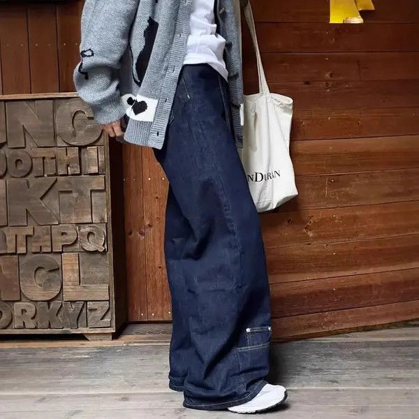 VIBE Blue Reversed Wide Leg Jeans Size US 28 / EU 44 - 4 Thumbnail