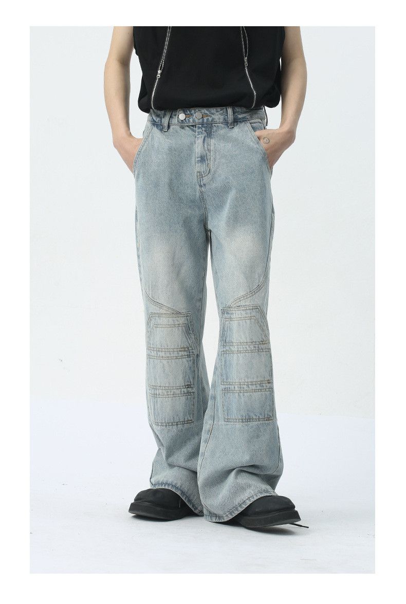 Japanese Brand × Jean Distressed blue design patchwork straight washed jeans Size US 32 / EU 48 - 1 Thumbnail