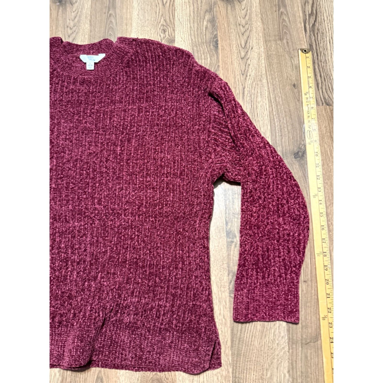 Vintage Time & Tru Sweater Women's Large Purple Crewneck Knit Pullover Size L / US 10 / IT 46 - 4 Thumbnail