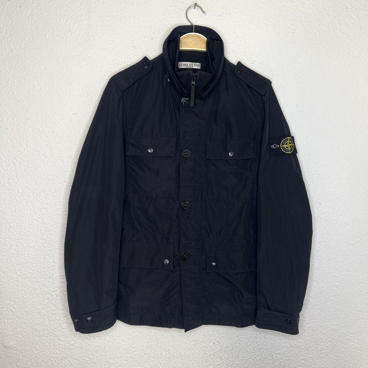 image of Stone Island Military Nylon Jacket 65M Style Black Patch, Men's (Size Small)