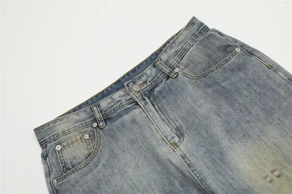 Japanese Brand Rei Distressed men's punk ripped straight-leg raw-edge jeans Size US 32 / EU 48 - 4 Thumbnail