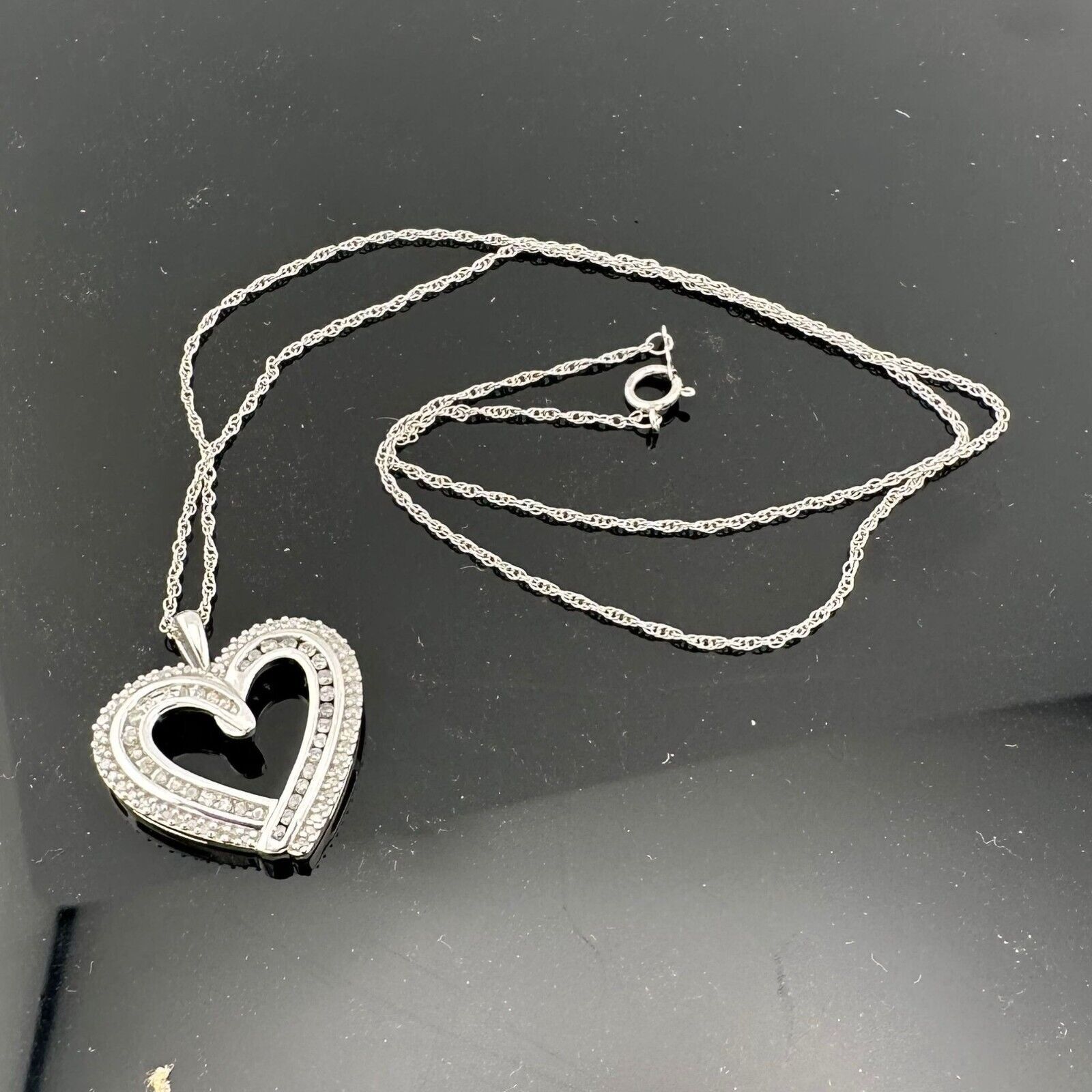 Other Beautiful 1/2 Carat Natural Diamond Heart Necklace Sterling Size ONE SIZE - 8 Thumbnail
