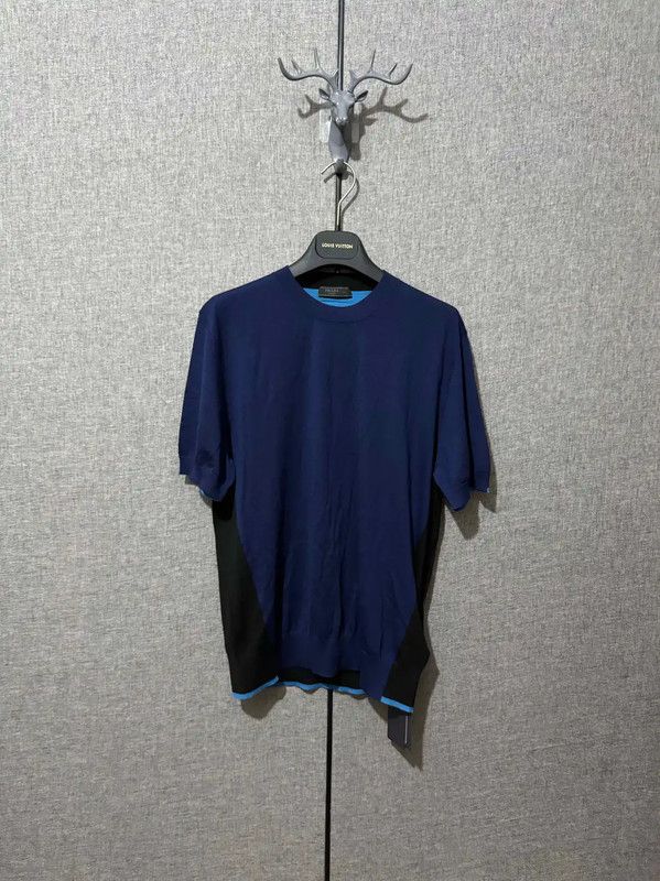 Prada Prada Men's Navy Wool Knit Pullover with Logo Size US M / EU 48-50 / 2 - 1 Thumbnail
