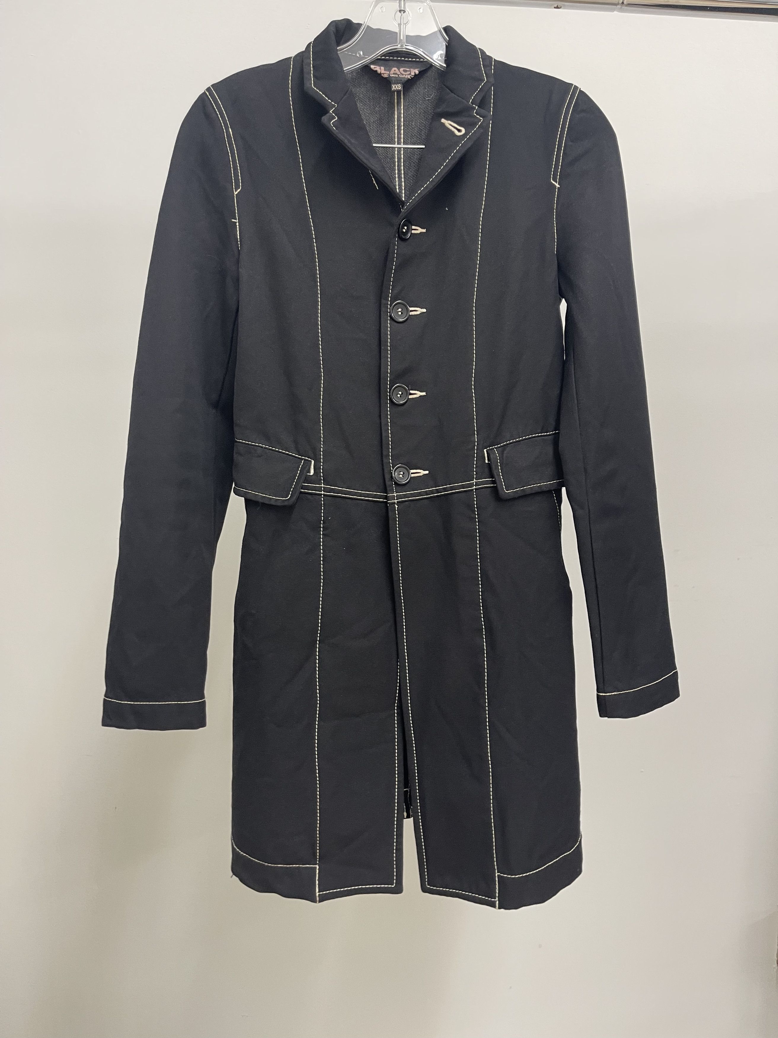 Comme des Garcons Black CDG BLACK XXS CONTRAST STITCH BLAZER- LONG COAT Size XXS / US 00 / IT 34 - 1 Thumbnail