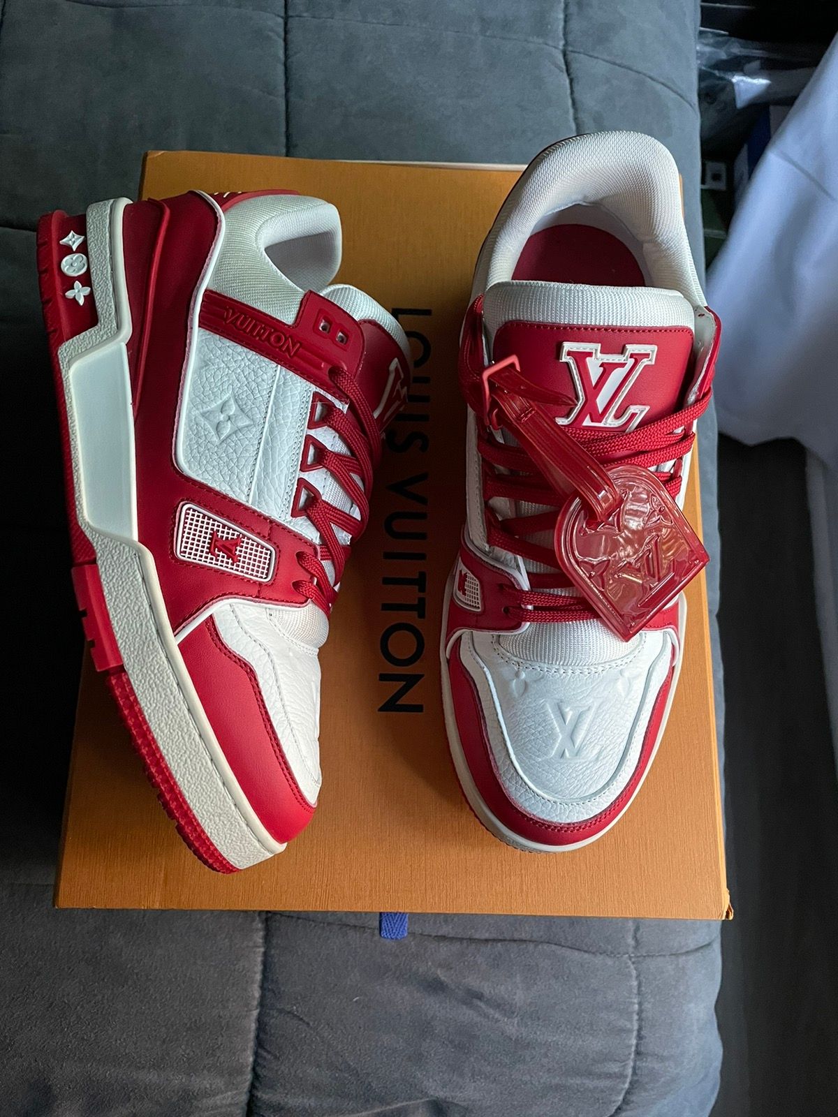 Pre-owned Louis Vuitton Product Red Monogram Trainer Sneaker