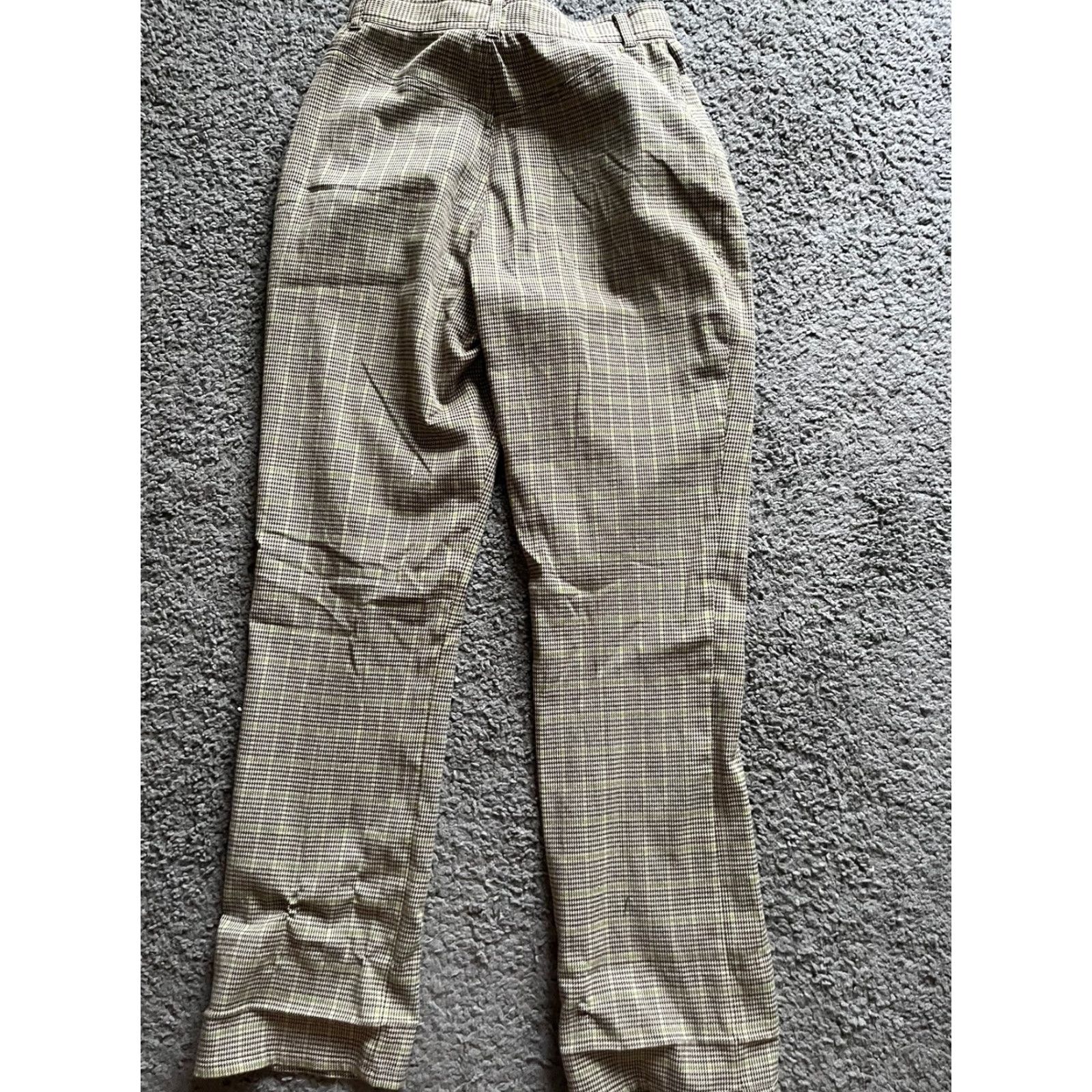 Express VINTAGE Compagnie Internationale Express Pants Womens 7/8 Brown Herringbone 1990s Tailored Business Size 28" / US 6 / IT 42 - 3 Thumbnail