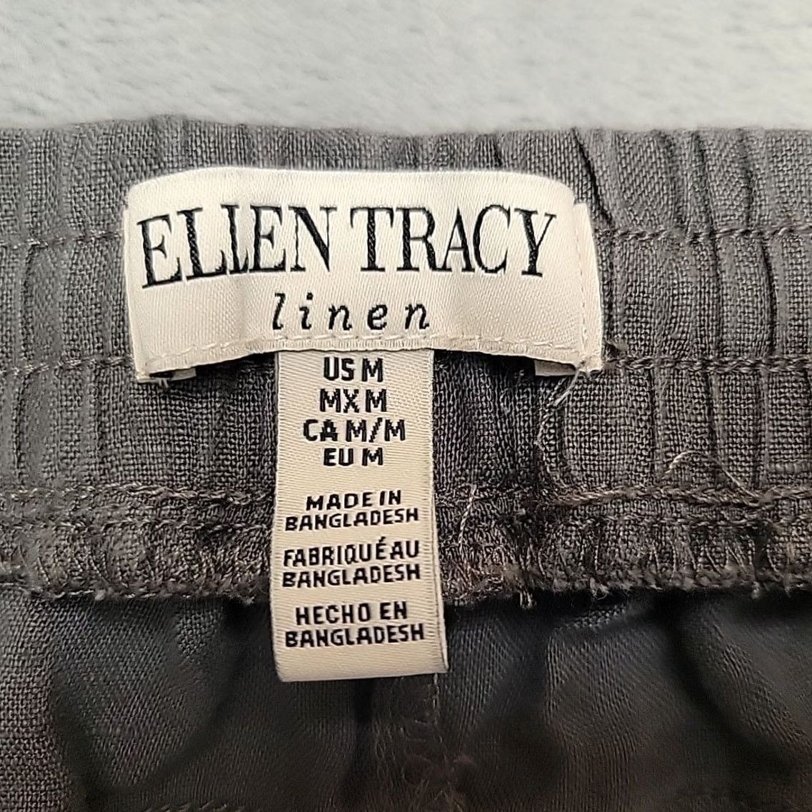 Ellen Tracy VTG Ellen Tracy Pants Womens M Gray 100% Linen Elastic Waist Drawstring Comfort Pants Mens Womens Girls Boys Size 32" / US 10 / IT 46 - 4 Thumbnail