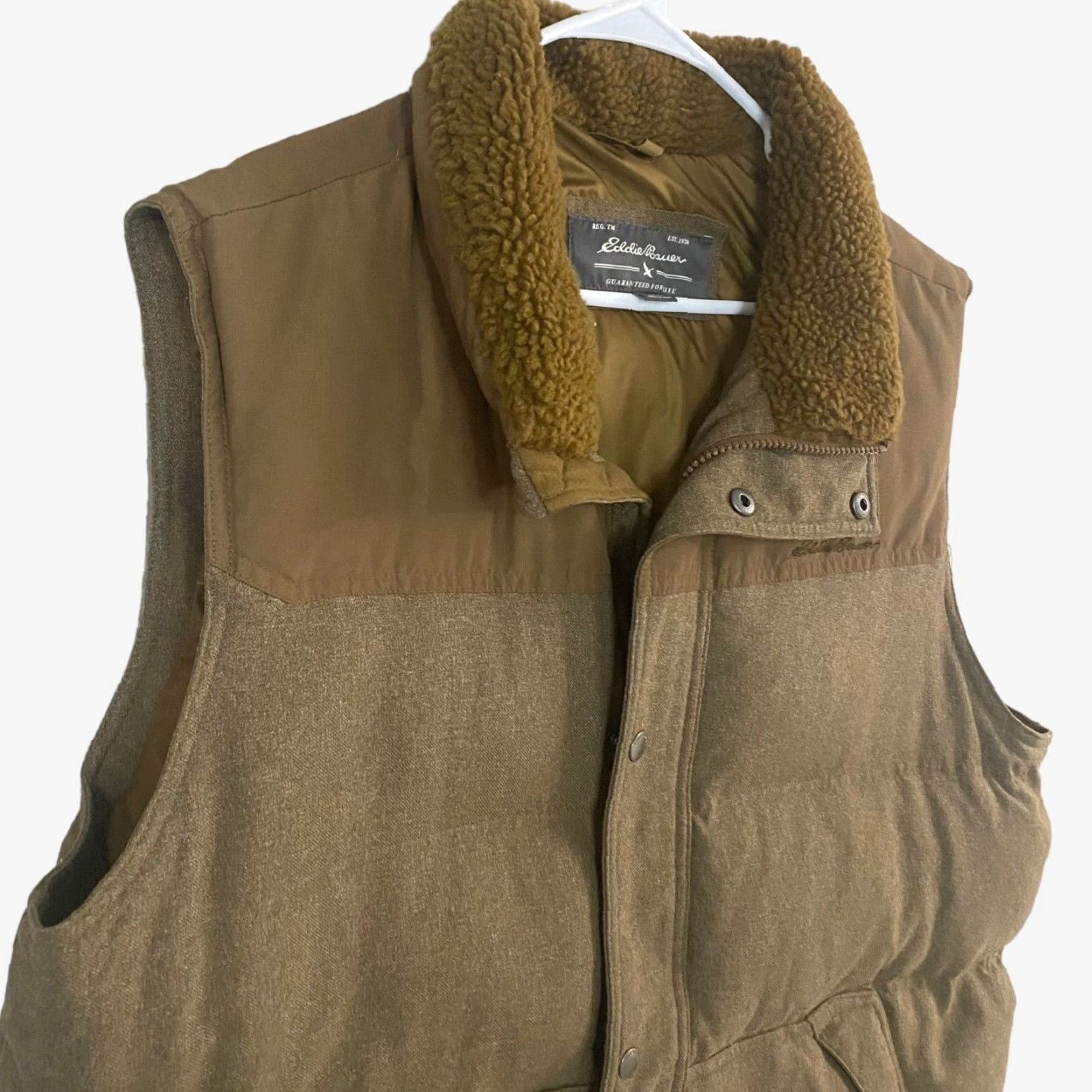 Eddie Bauer Eddie Bauer Down Insulated Puffer Vest Sherpa Collared Brown Pockets Mens XL Size US XL / EU 56 / 4 - 5 Thumbnail