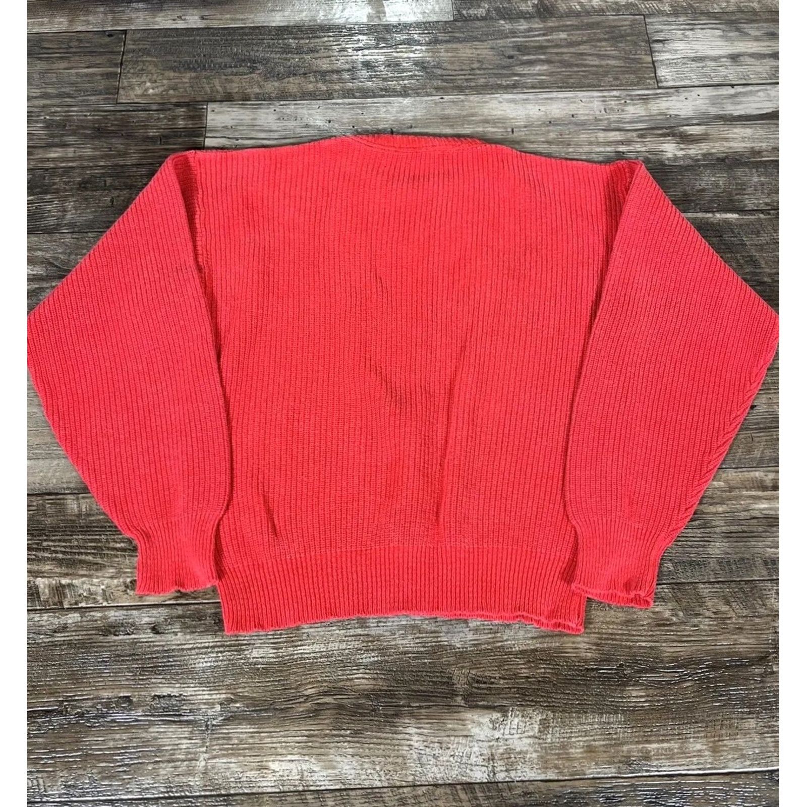 Vintage VINTAGE Le Tigre Sweater Mens L Red Ribbed Knit Made in USA H4 Size US L / EU 52-54 / 3 - 5 Thumbnail