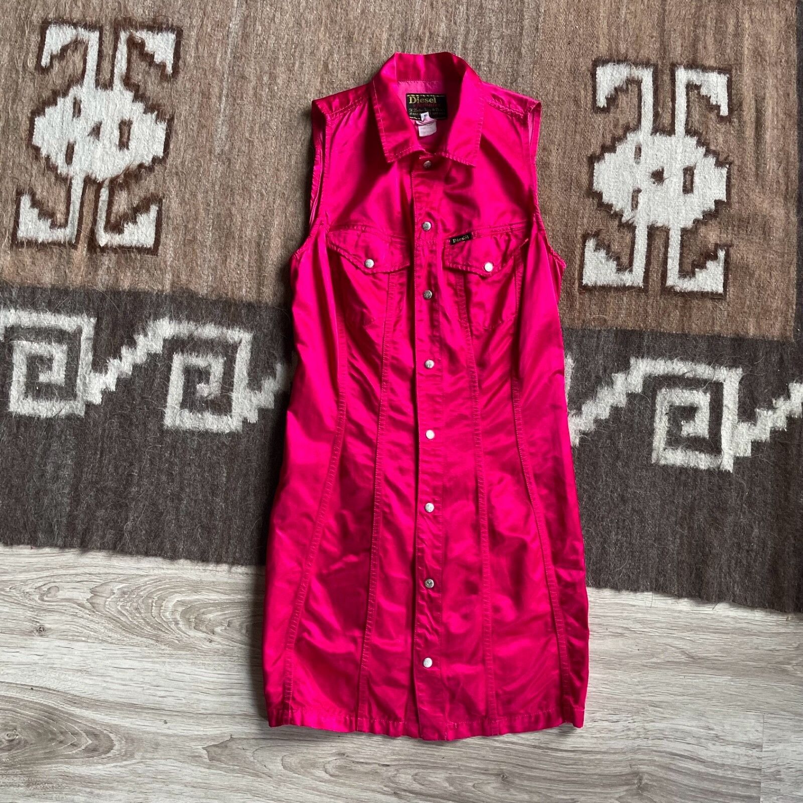 Diesel Diesel Vintage Hot Pink Sleeveless Snap Button Dress 9304AC Size S / US 4 / IT 40 - 1 Thumbnail