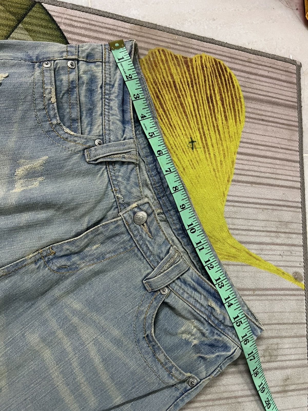Japanese Brand 💥Flare💥Marna Clef De Sol Faded Distress Jean Size US 32 / EU 48 - 3 Thumbnail