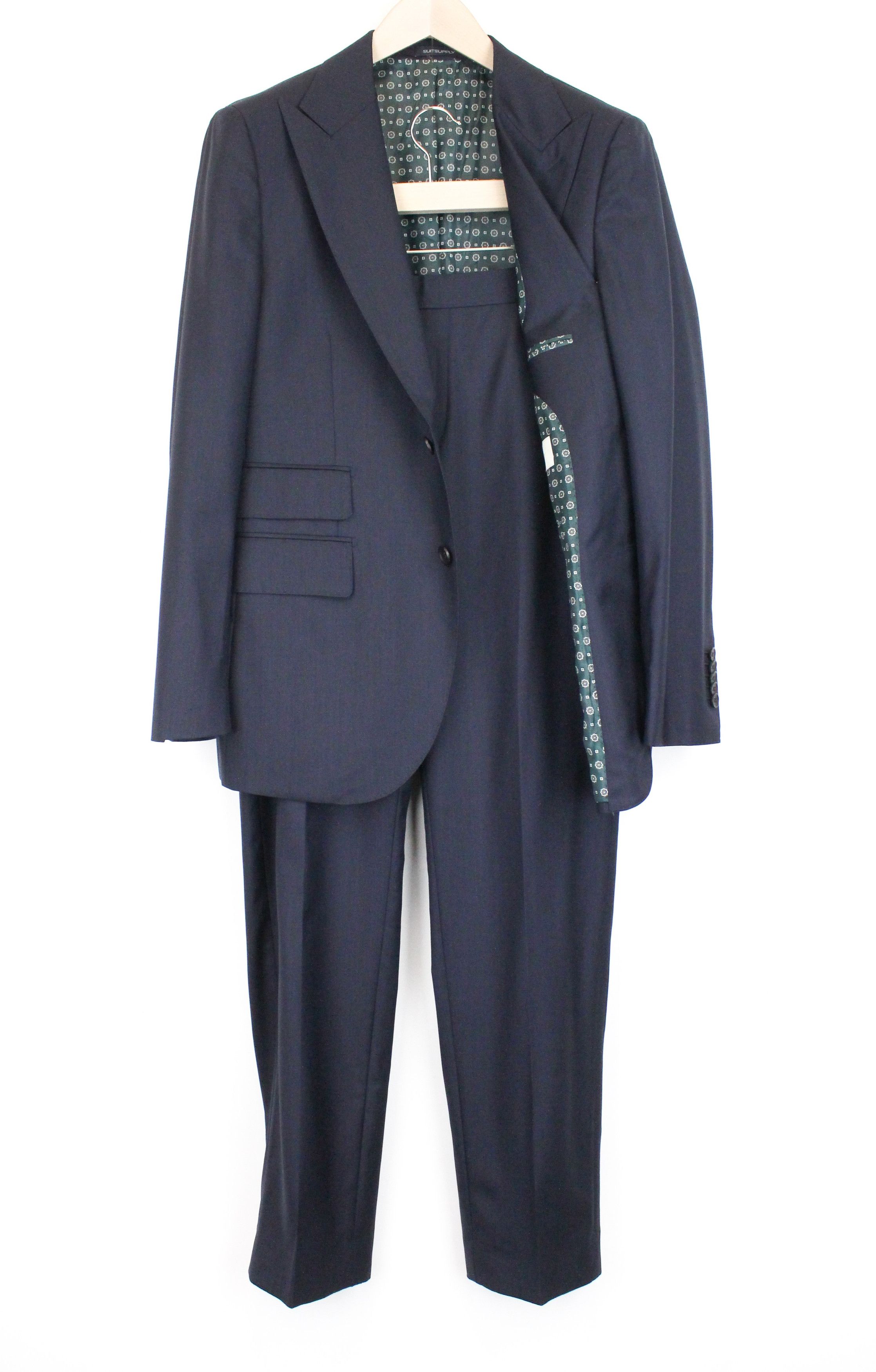 image of Suitsupply La Spalla Uk40S Wool Blue Slim Melange Suit 67523, Men's