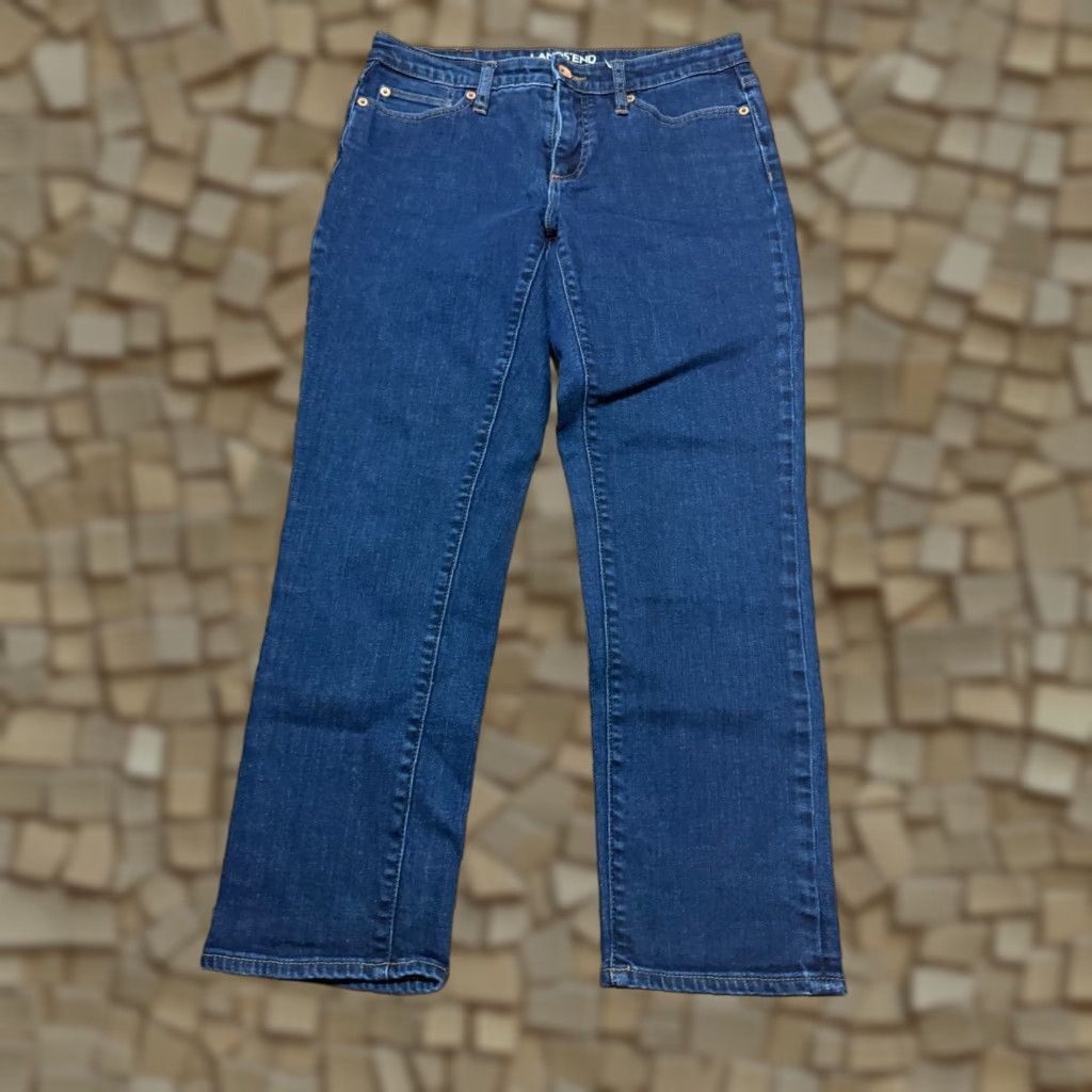Lands' End Lands' End Jeans Women's 4 Blue Denim Mid Rise Crop Pockets 5-Pocket Regular Inseam 24" Size 4 Womens Cotton Blend Jeans Size 27" / US 4 / IT 40 - 1 Thumbnail