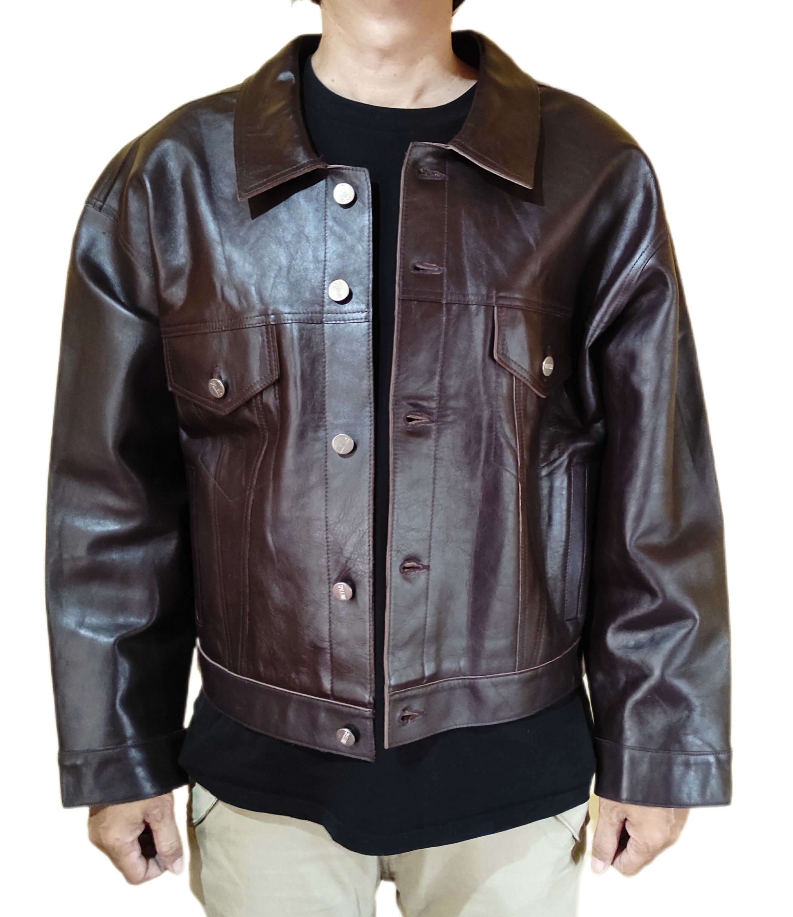 Leather Beautiful Color Premium Leather Trucker Jacket Spelledit Size US L / EU 52-54 / 3 - 2 Thumbnail