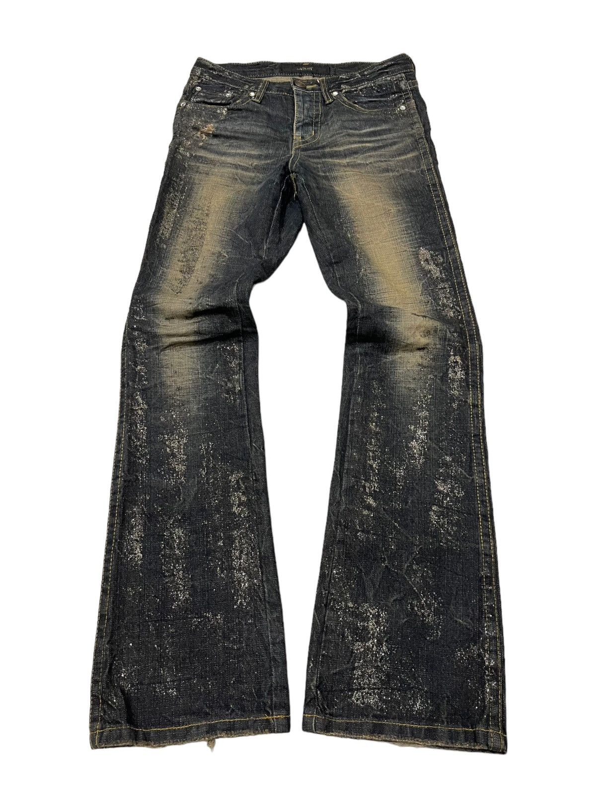 豪華で新しい mudwash Lagust Brand Japanese leather distressed pocket パンツ