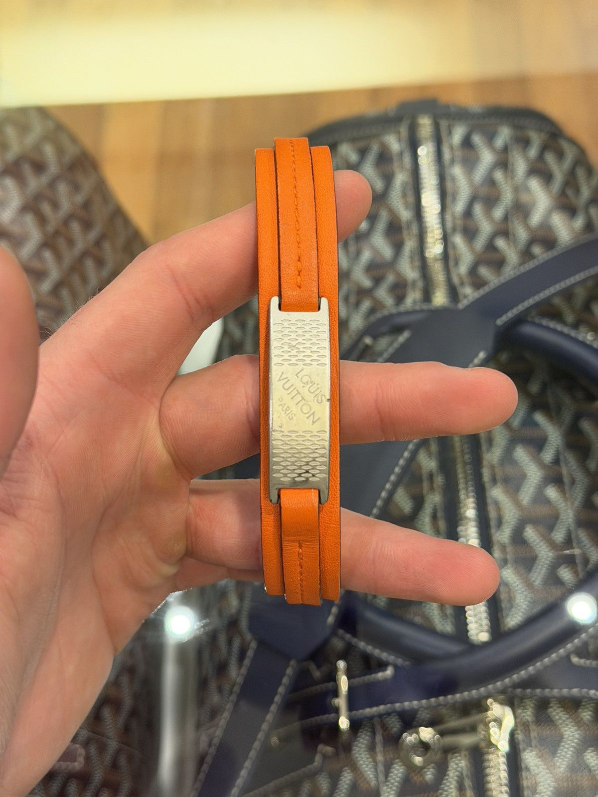 Louis Vuitton Louis Vuitton Vibrant Orange Leather Bracelet Size ONE SIZE - 1 Thumbnail