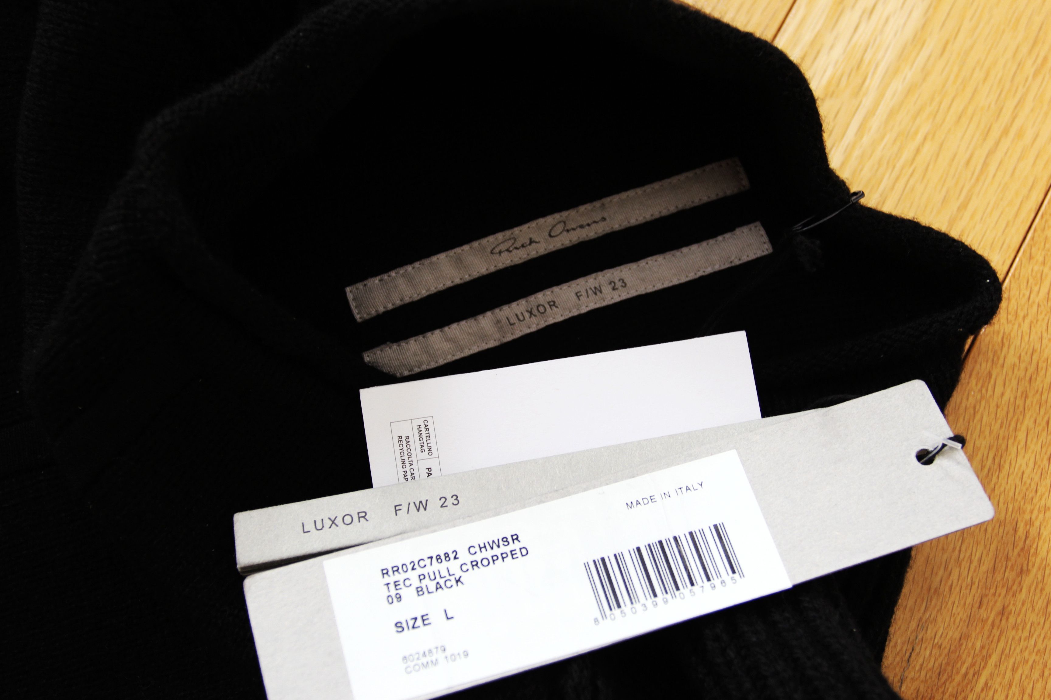 Rick Owens BNWT AW23 RICK OWENS "LUXOR" TEC PULL CROPPED SWEATER L Size US L / EU 52-54 / 3 - 8 Thumbnail