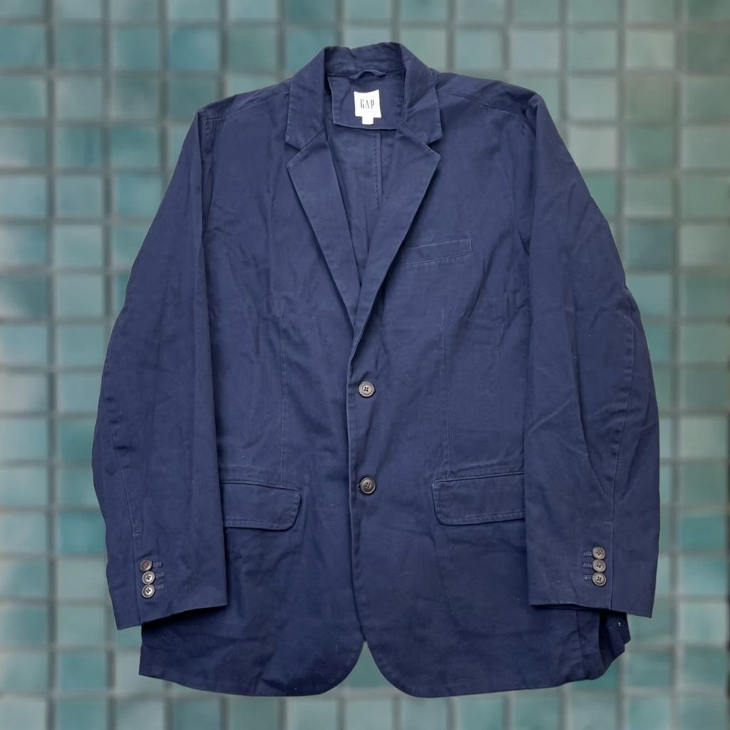 Gap Gap Mens XL Blue Blazer Coat Cotton Single Breasted Office Wear Jacket Size 46R - 1 Thumbnail