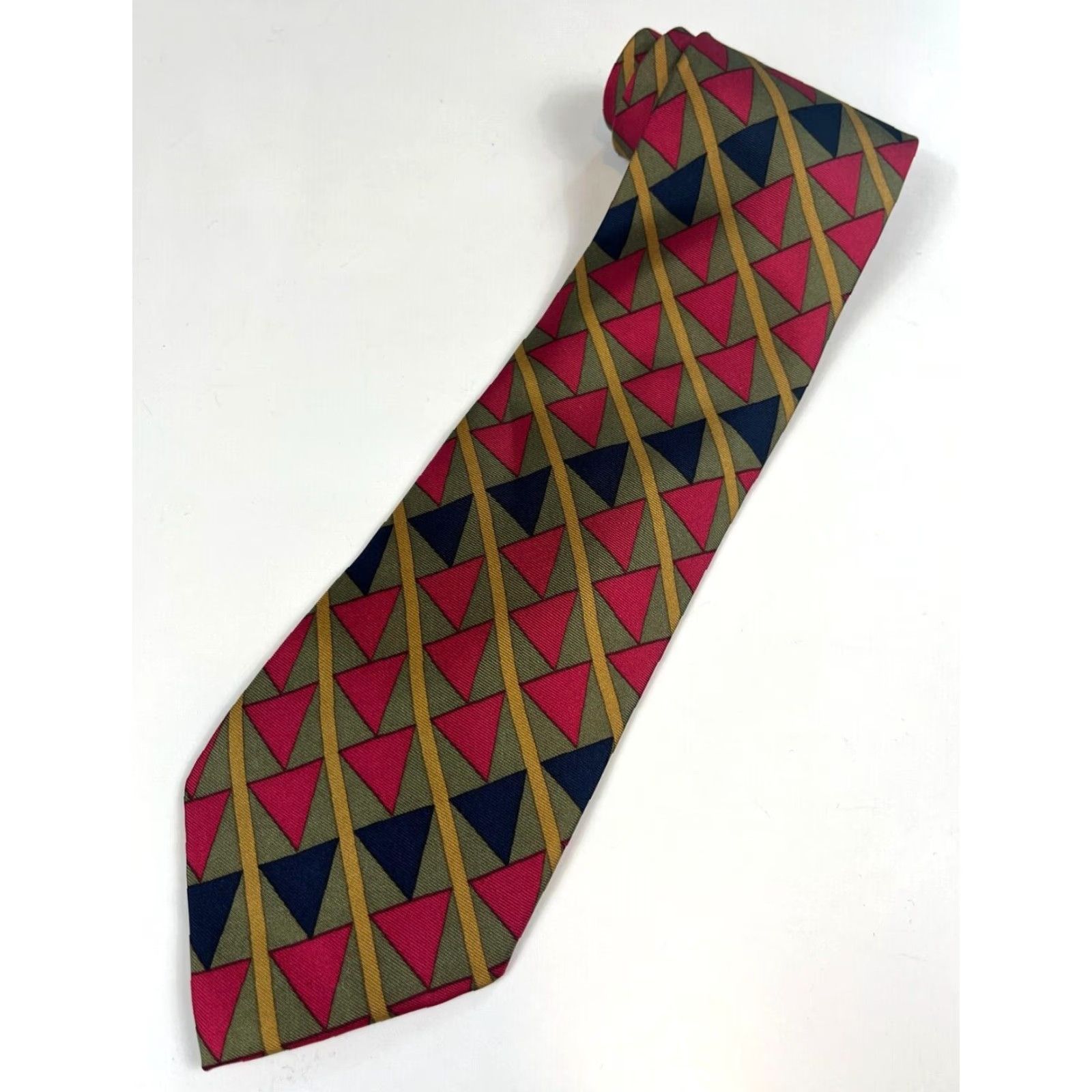 Vintage Barneys New York Silk Tie Geometric Made in Italy Silk Geometric Tie Mens Size ONE SIZE - 3 Thumbnail
