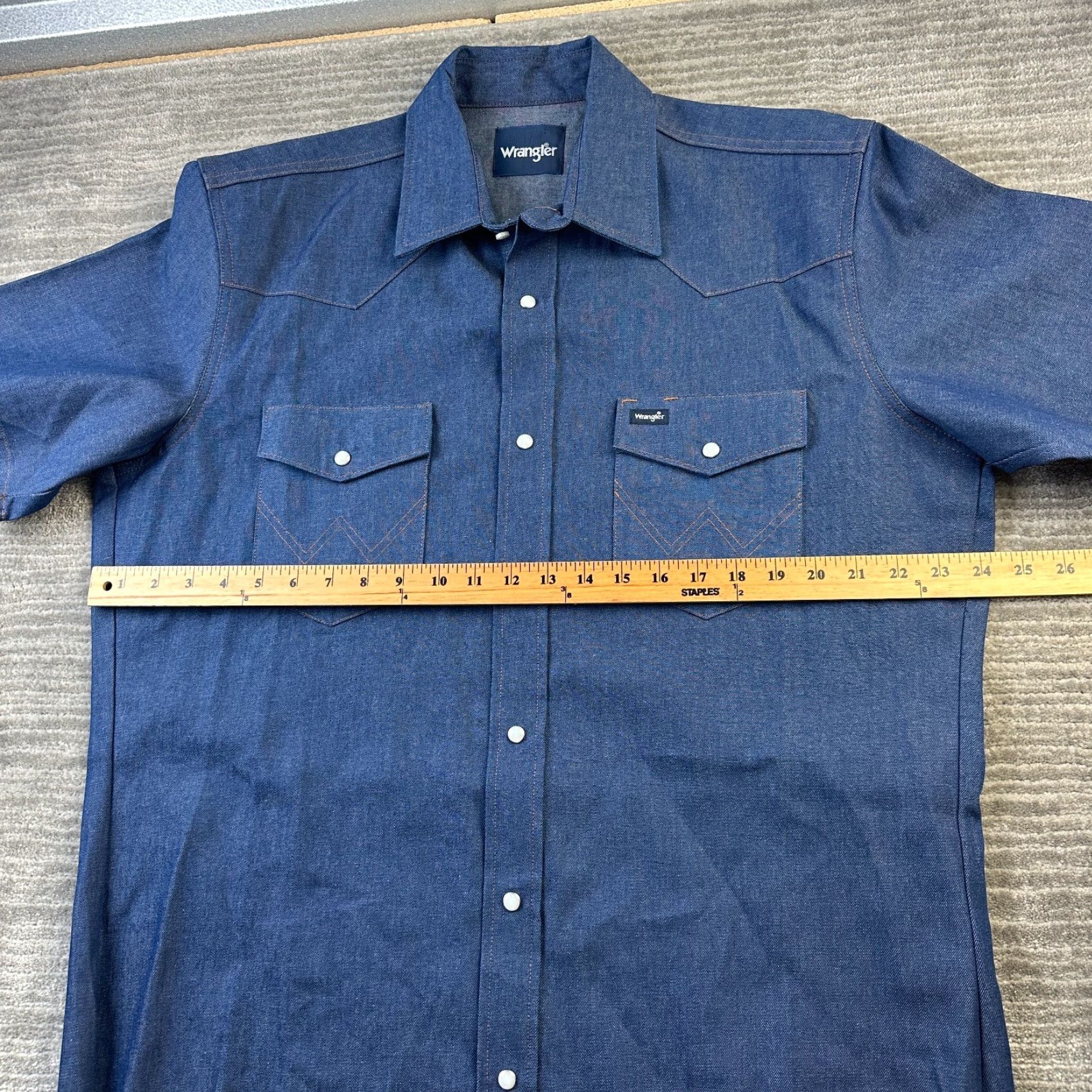 Wrangler Wrangler Shirt Mens Large Blue Denim Pearl Snap Western Size US L / EU 52-54 / 3 - 7 Thumbnail