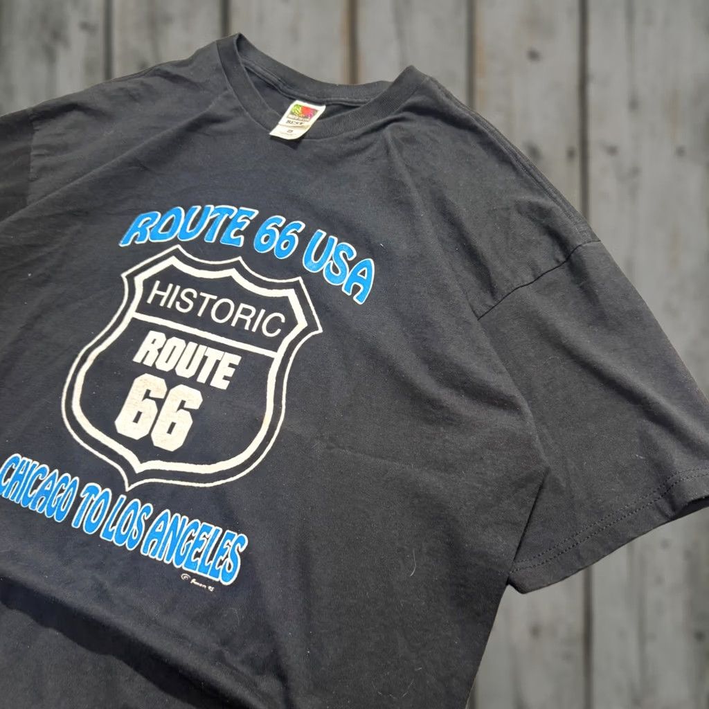 Vintage VTG Route 66 T-shirt Men 2XL Black Fruit of The Loom USA Chicago to LA Shirt Mens 2XL Black Route 66 Vintage T-shirt Size US XXL / EU 58 / 5 - 1 Thumbnail