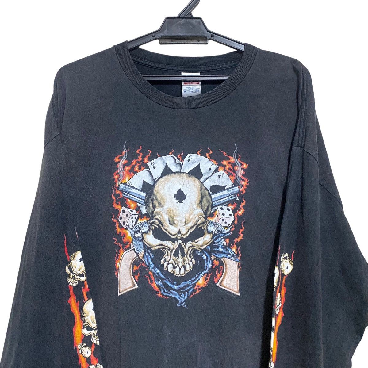 Vintage Vintage Aces Of Spades Skull Flame Shirt Longsleeve Size US XXL / EU 58 / 5 - 3 Thumbnail