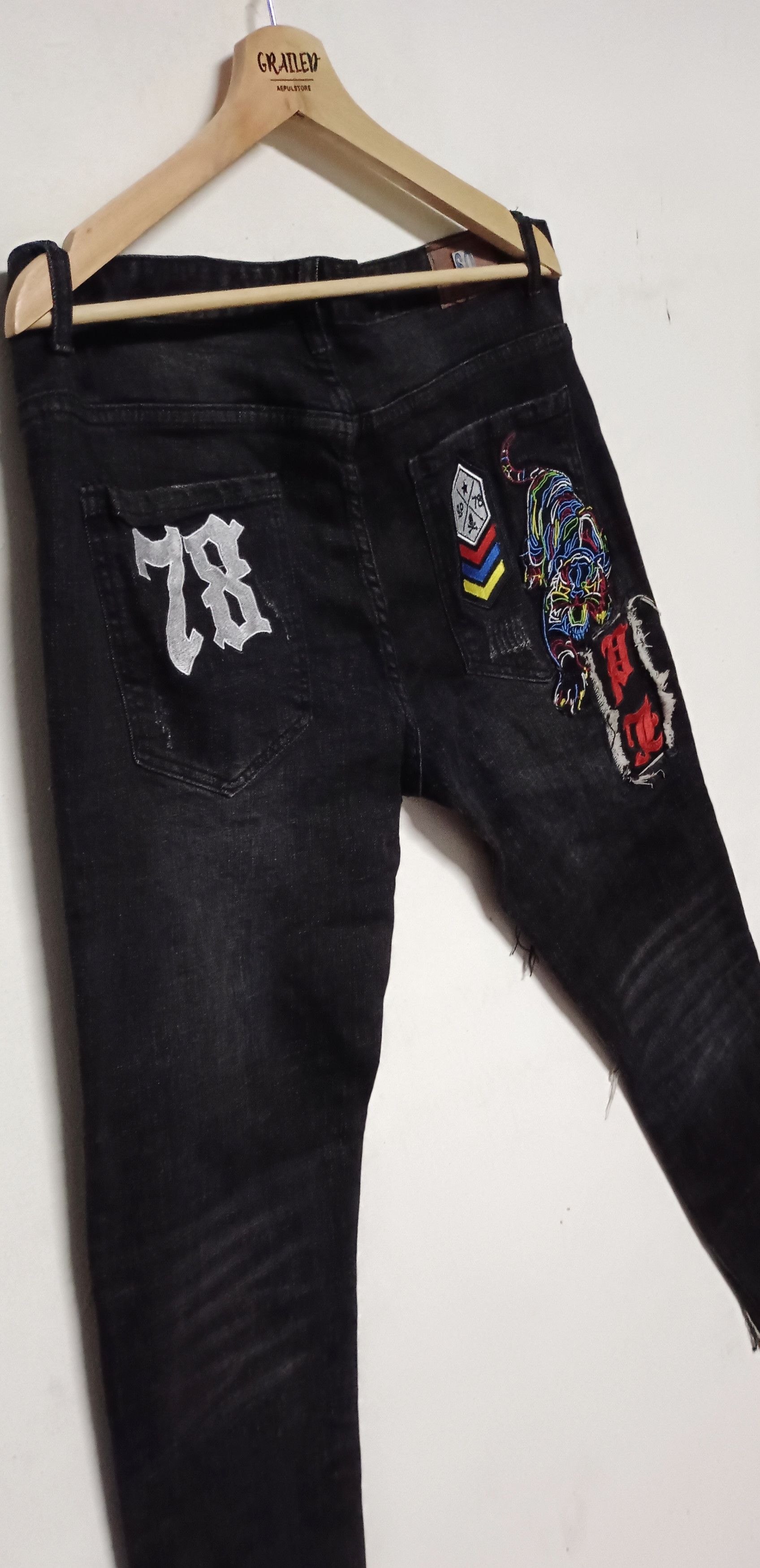 If Six Was Nine Denim jeans putch work skull punk design Size US 36 / EU 52 - 5 Thumbnail