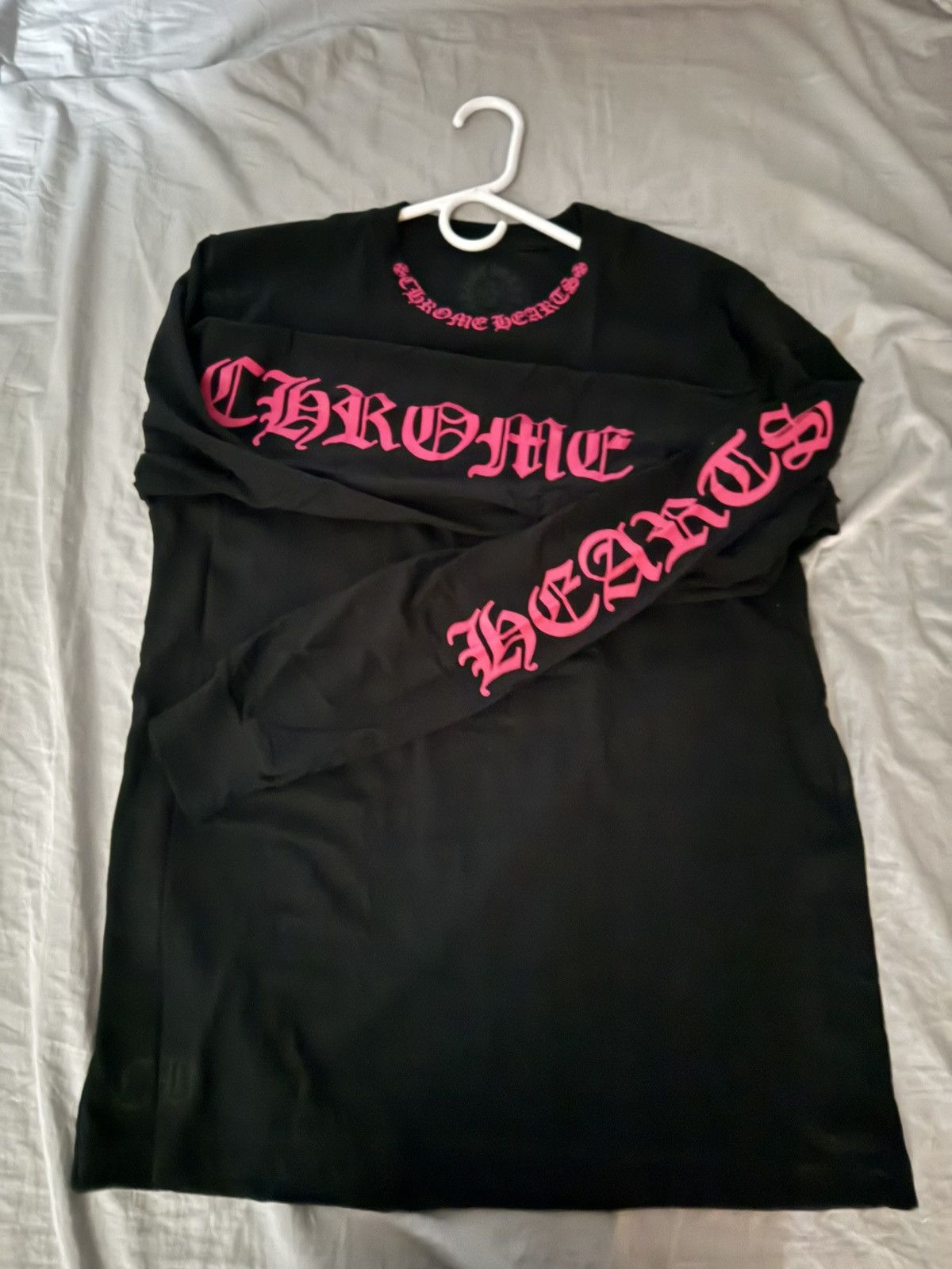 chinese dress ladies Chrome Hearts Chrome Hearts Scroll Logo Long Sleeve Tee Black & White Long Sleeve