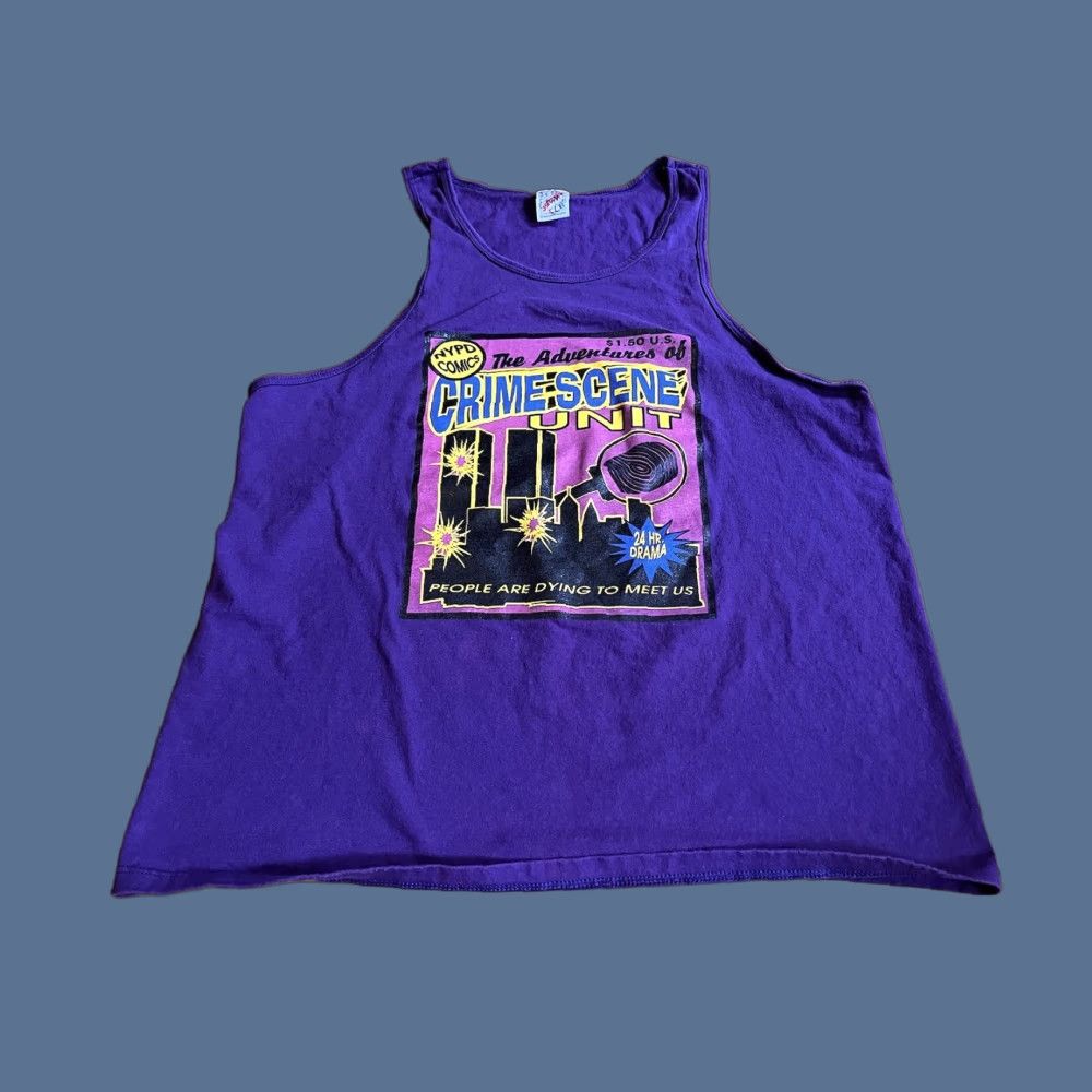 Jerzees VINTAGE NYPD Crime Scene Unit Tank Top Men’s Large Purple 90s Jersey T-Shirt Shirt Casual Size US L / EU 52-54 / 3 - 1 Thumbnail