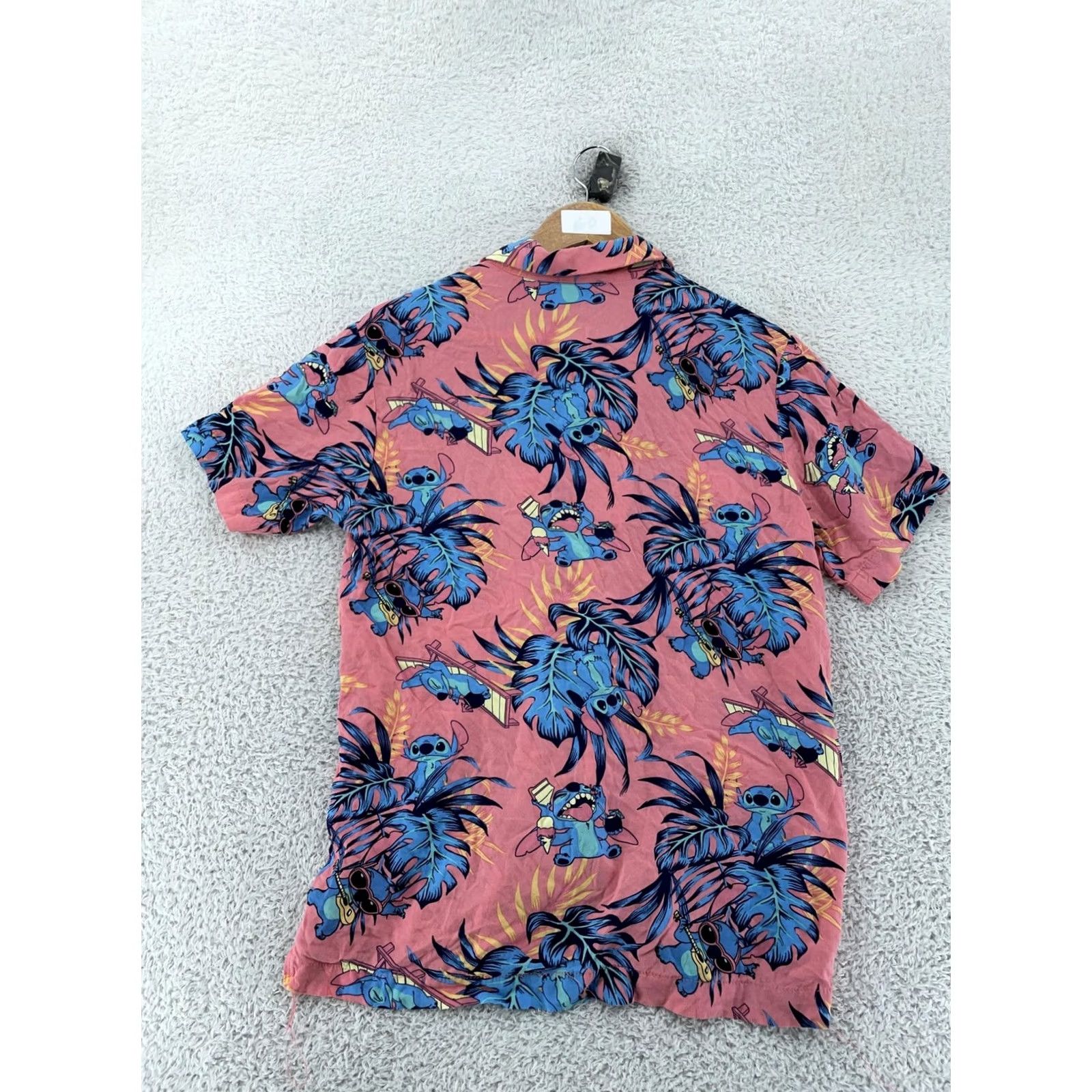 Disney Disney Stitch Rayon Hawaiian Shirt Mens S Pink Aloha Short Sleeve Button Up Size US S / EU 44-46 / 1 - 3 Thumbnail