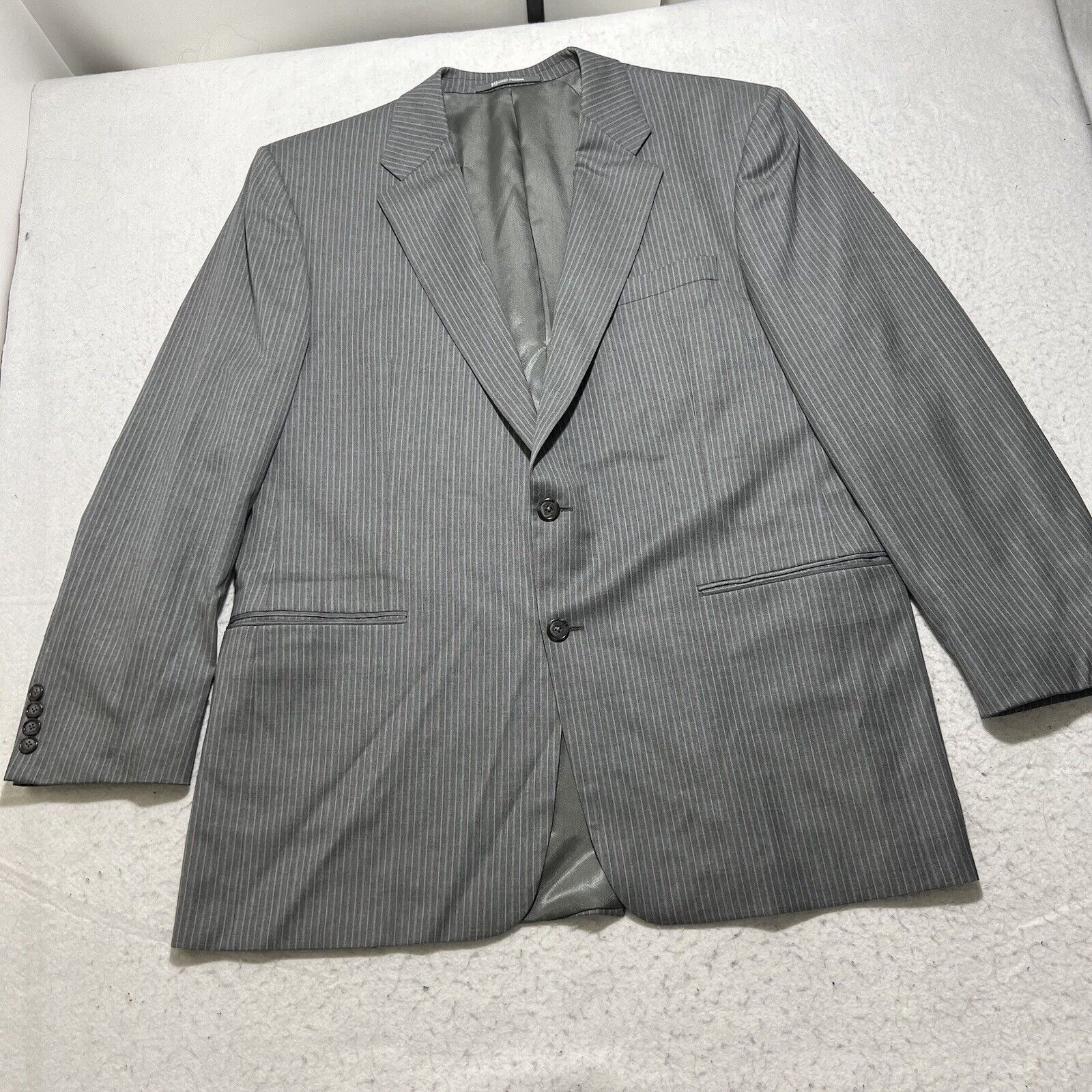 Hickey Freeman Hickey Freeman 44R Worsted Wool Gray Pinstripe Suit Jacket Size 44R - 1 Thumbnail