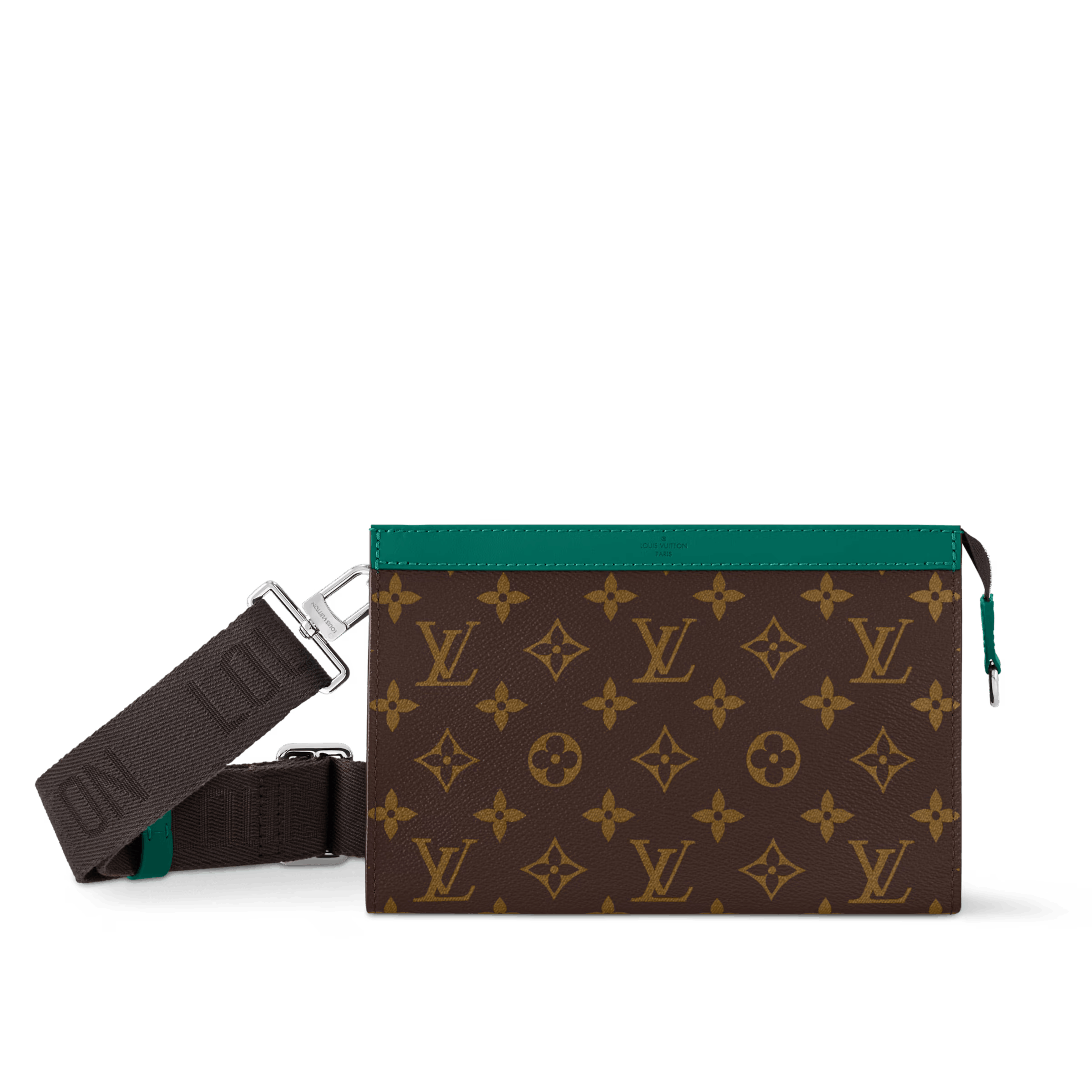 Leather x Louis Vuitton Gaston Wearable Wallet Messenger Bag Borneo Green M12814 in Brown, Men's